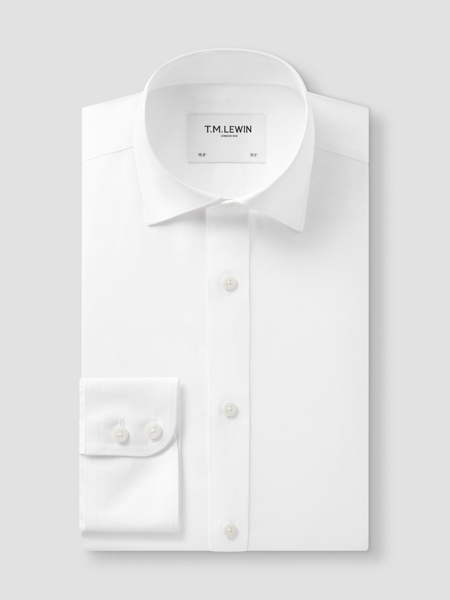 Non-Iron White Twill Slim Fit Single Cuff Classic Collar Shirt