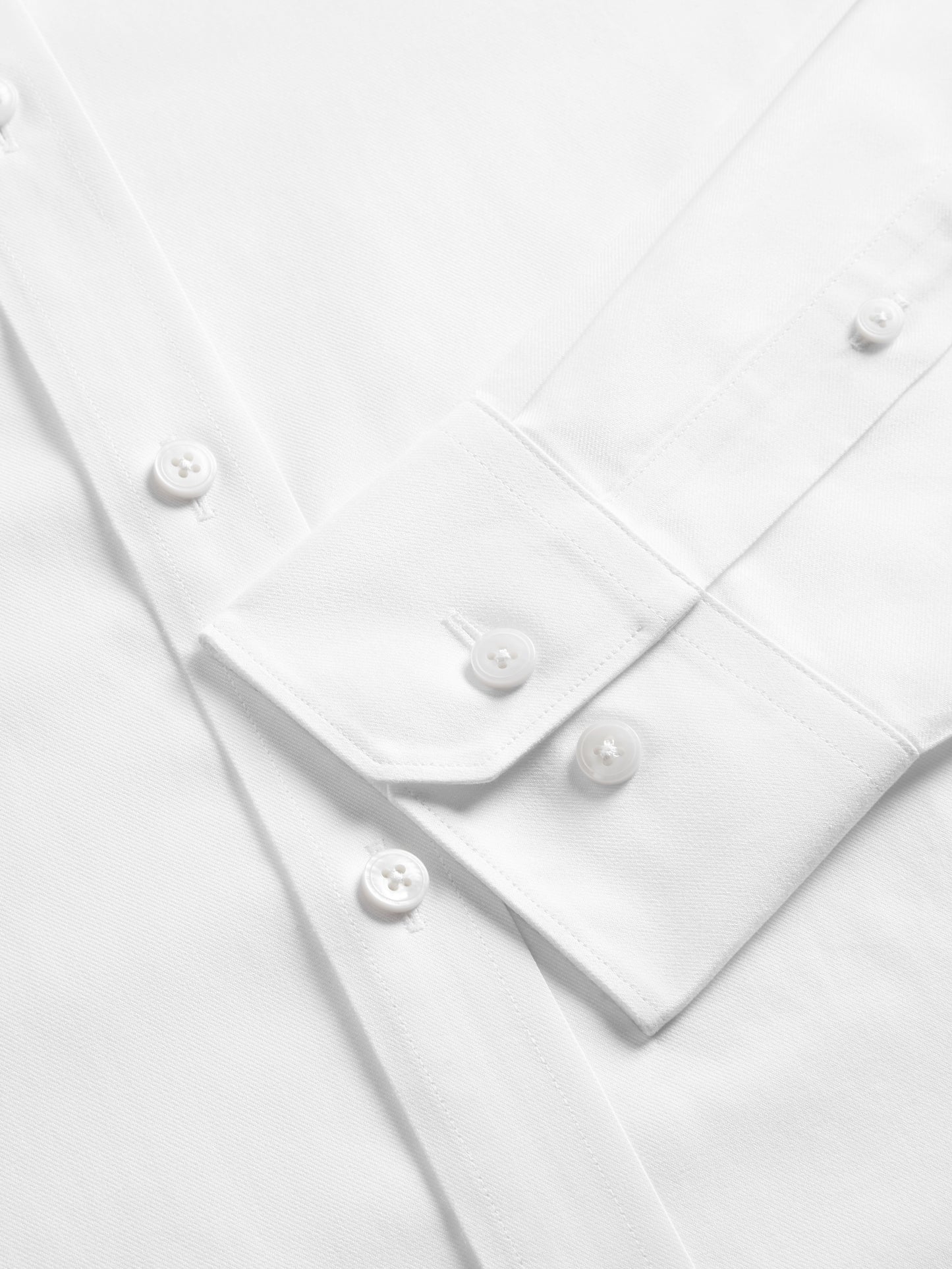 Non-Iron White Twill Fitted Single Cuff Classic Collar Shirt