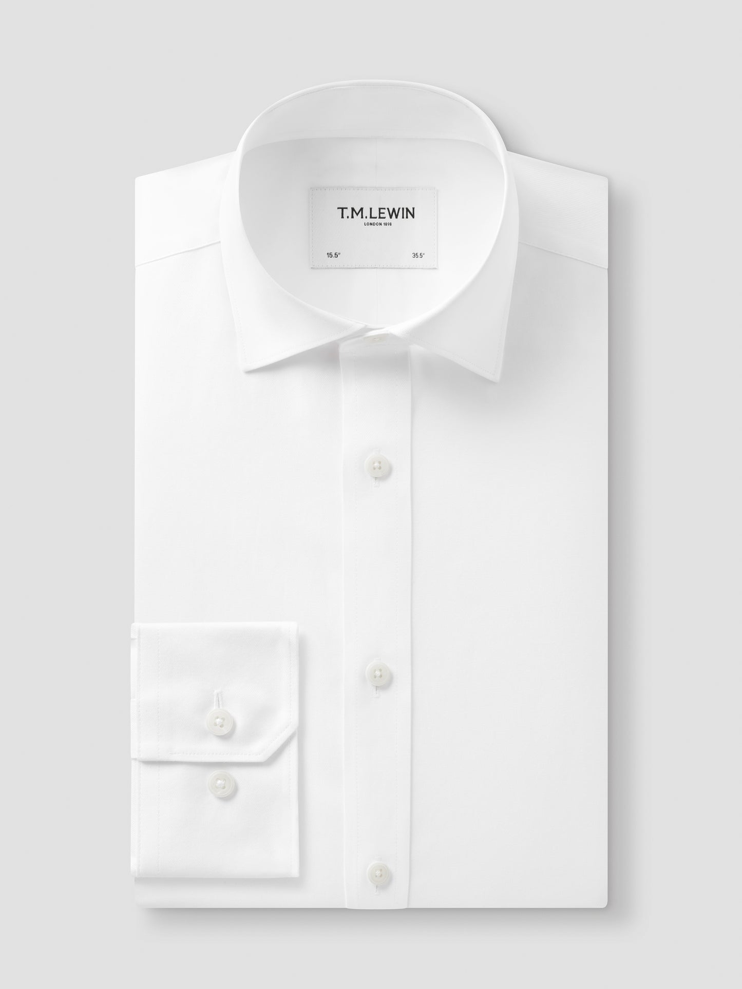 Non-Iron White Twill Fitted Single Cuff Classic Collar Shirt