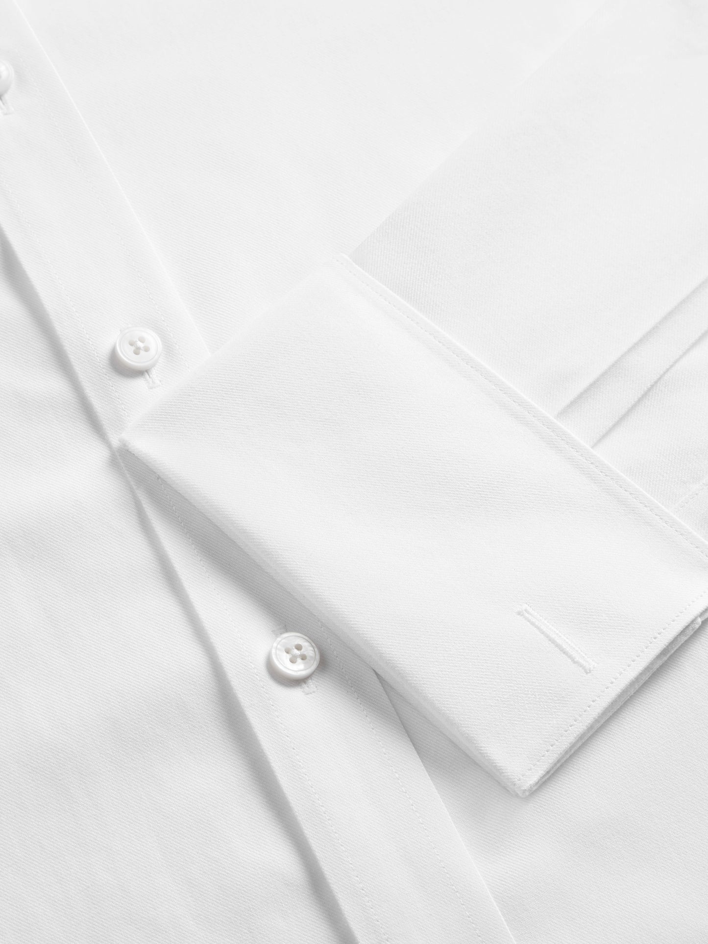 Non-Iron White Twill Slim Fit Double Cuff Classic Collar Shirt