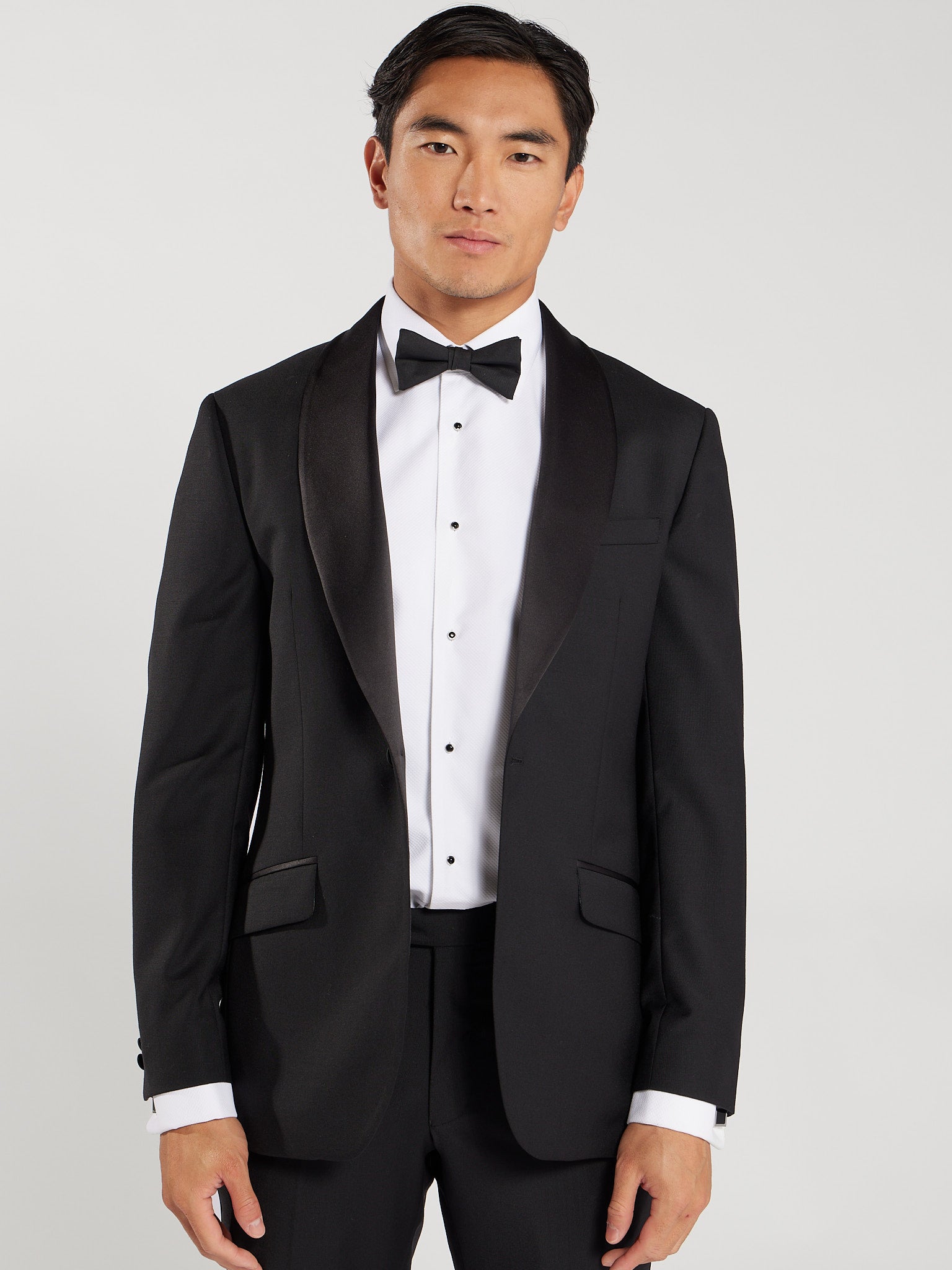 tuxedo shirt with long tie