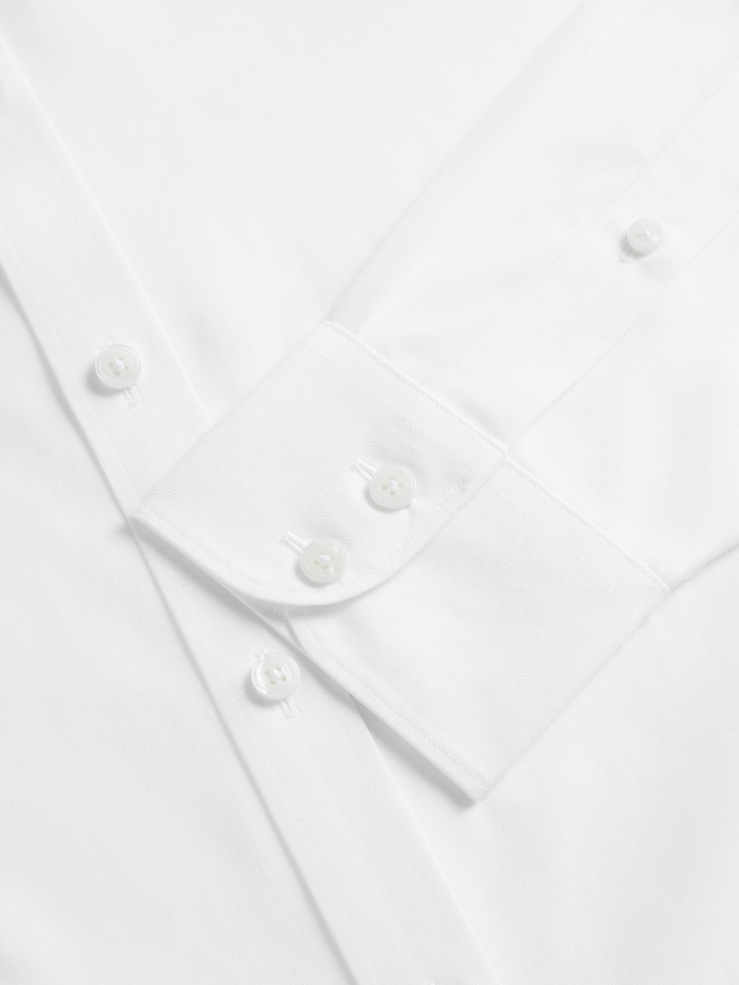 Non-Iron Plain White Poplin Slim Fit Single Cuff Classic Collar Shirt