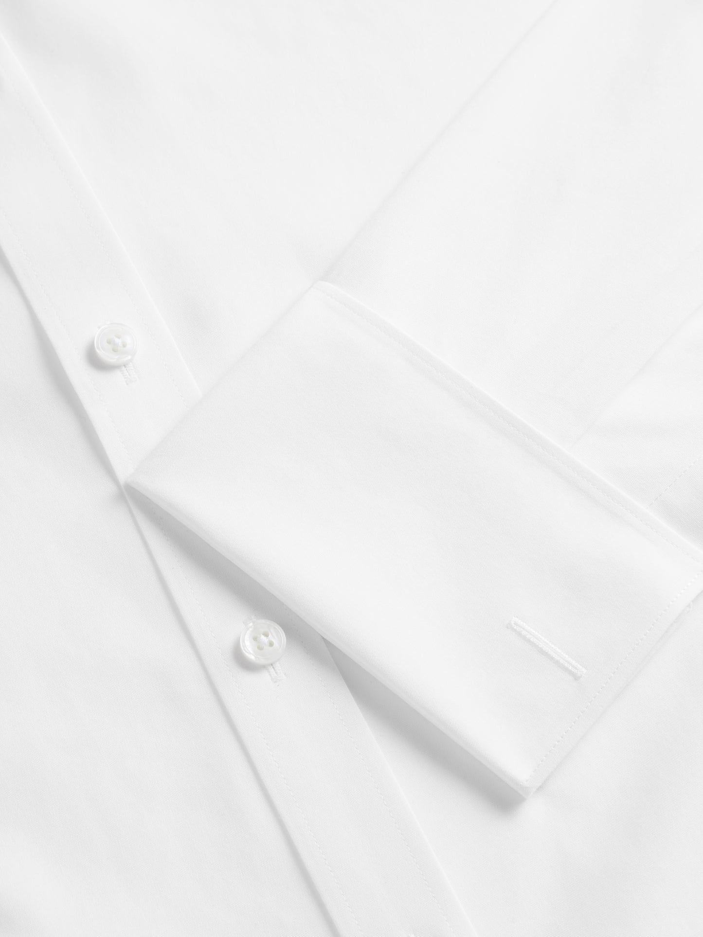 Non-Iron Plain White Poplin Fitted Double Cuff Classic Collar Shirt