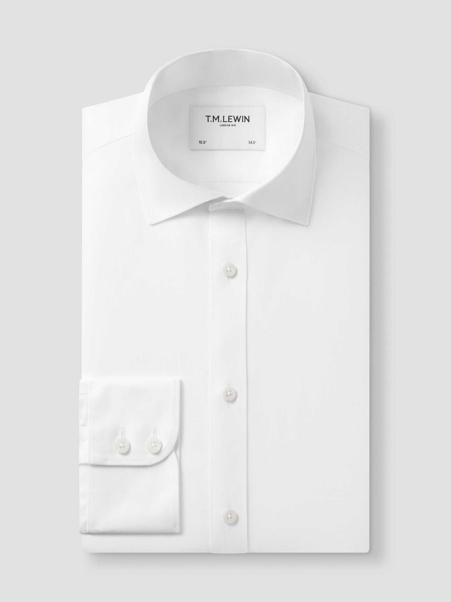 Non-Iron Plain White Oxford Slim Fit Single Cuff Classic Collar Shirt