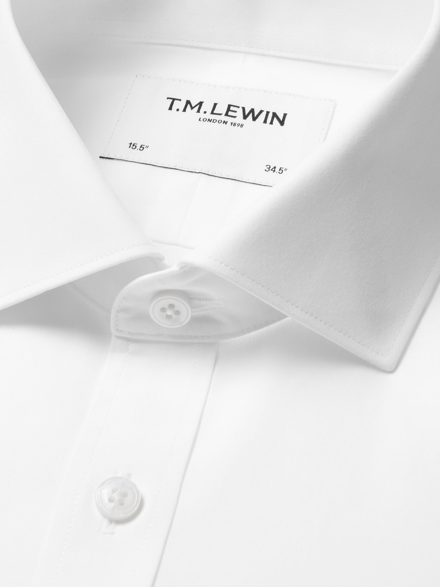 Non-Iron Plain White Poplin Slim Fit Single Cuff Classic Collar Shirt