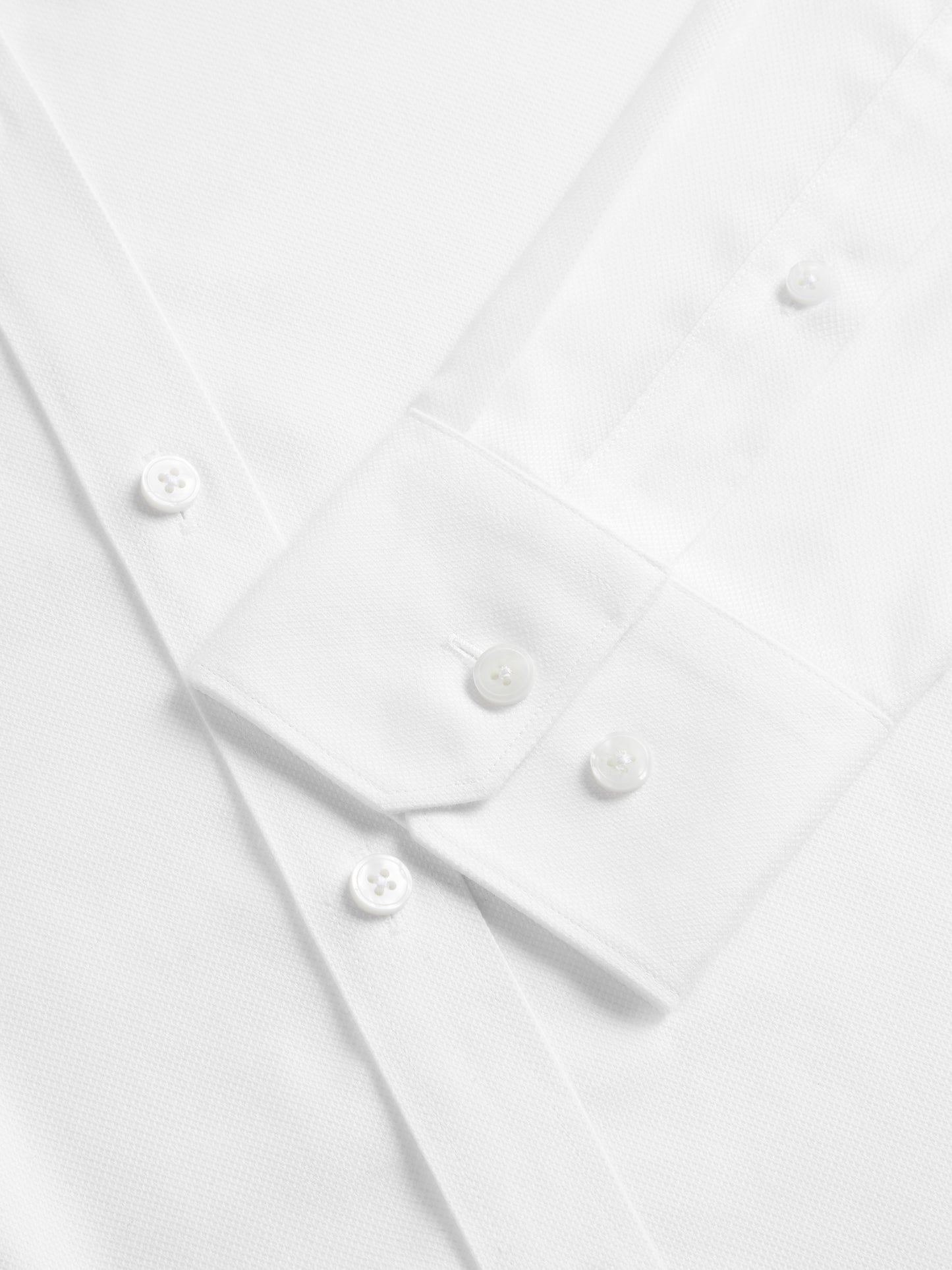 Non-Iron Plain White Oxford Fitted Single Cuff Classic Collar Shirt