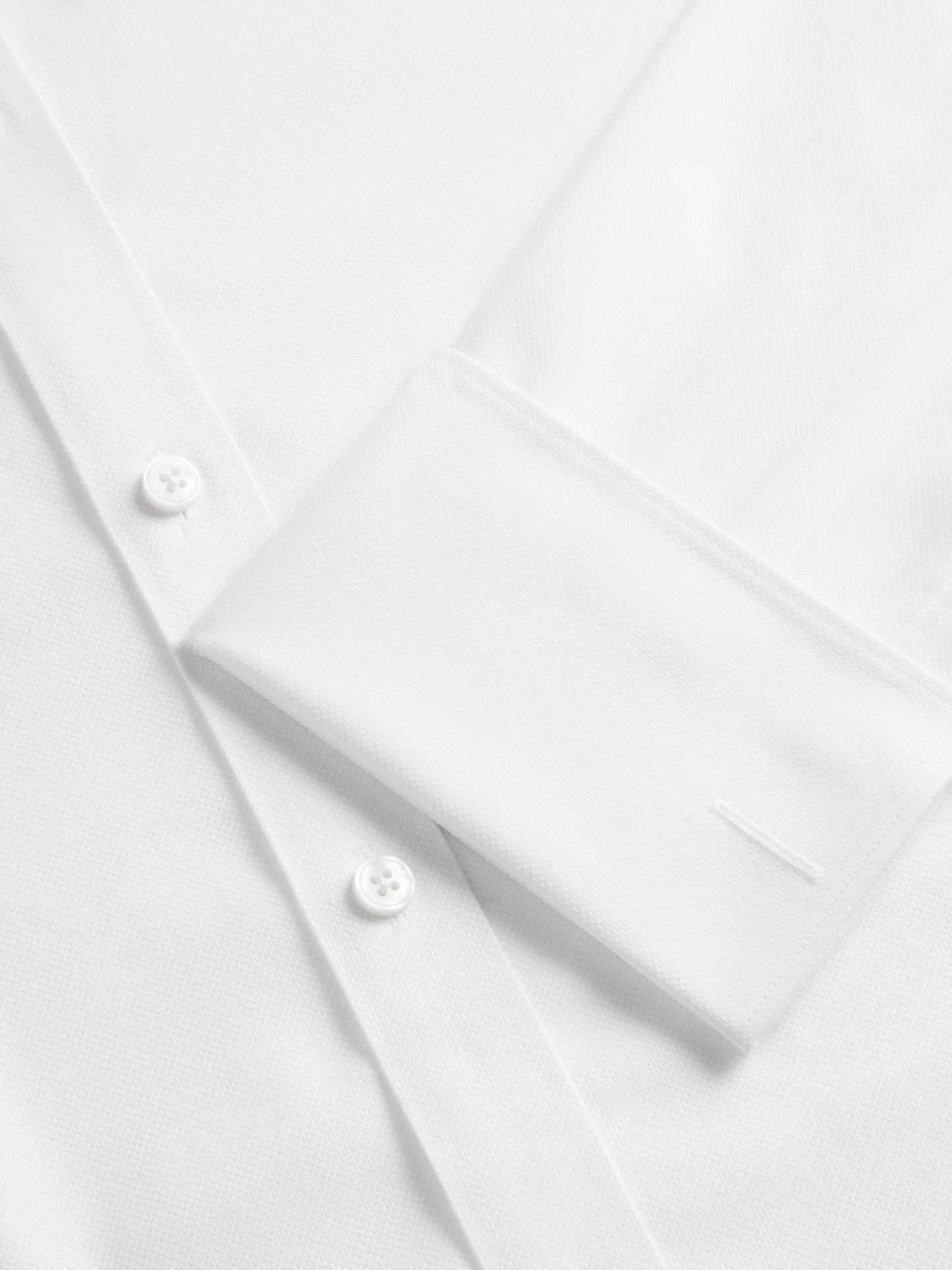 Non-Iron Plain White Oxford Slim Fit Double Cuff Classic Collar Shirt