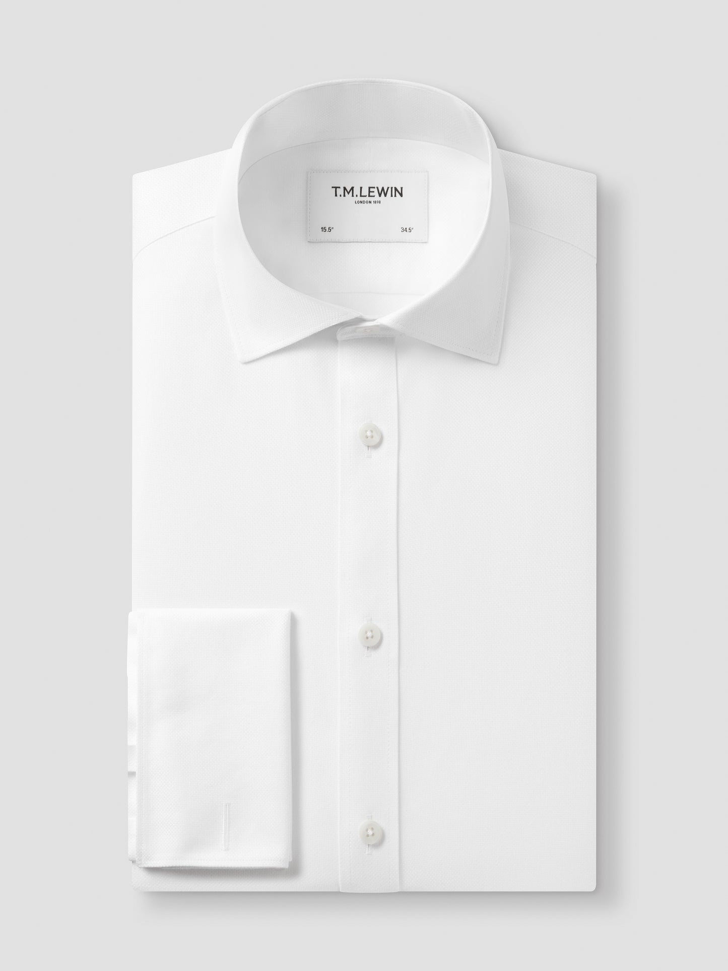 Non-Iron Plain White Oxford Regular Fit Double Cuff Classic Collar Shirt