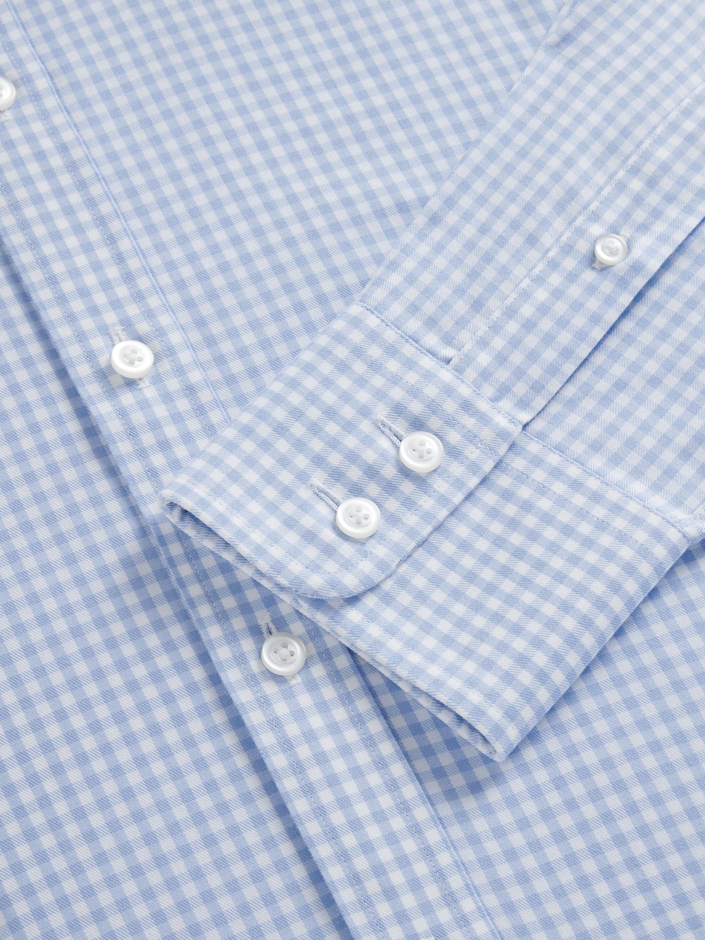 Non-Iron Light Blue Gingham Twill Slim Fit Single Cuff Semi Cutaway Collar Shirt