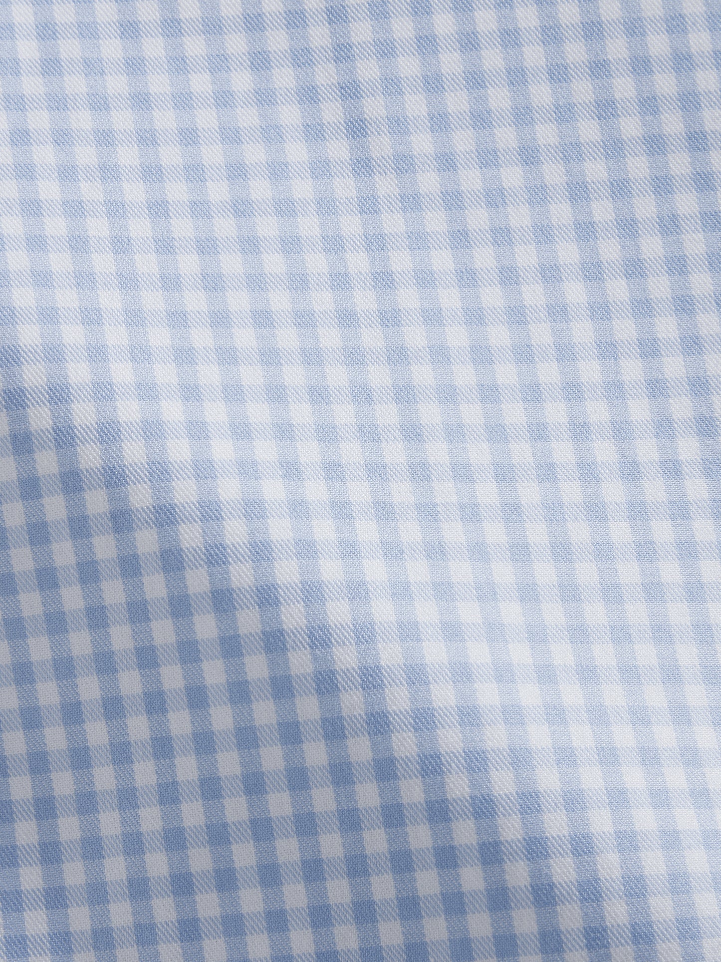 Non-Iron Light Blue Gingham Twill Fitted Single Cuff Classic Collar Shirt