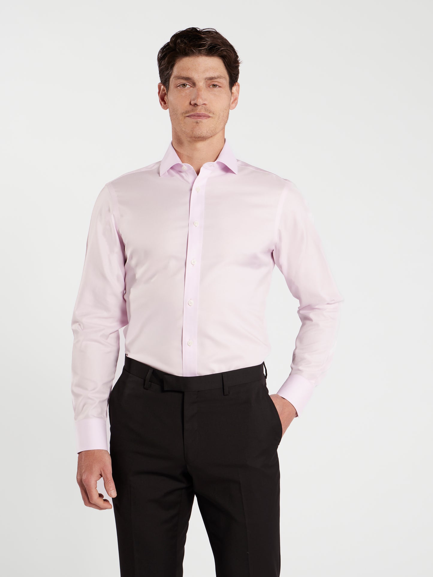 Non-Iron Plain Light Pink Twill Regular Fit Single Cuff Classic Collar