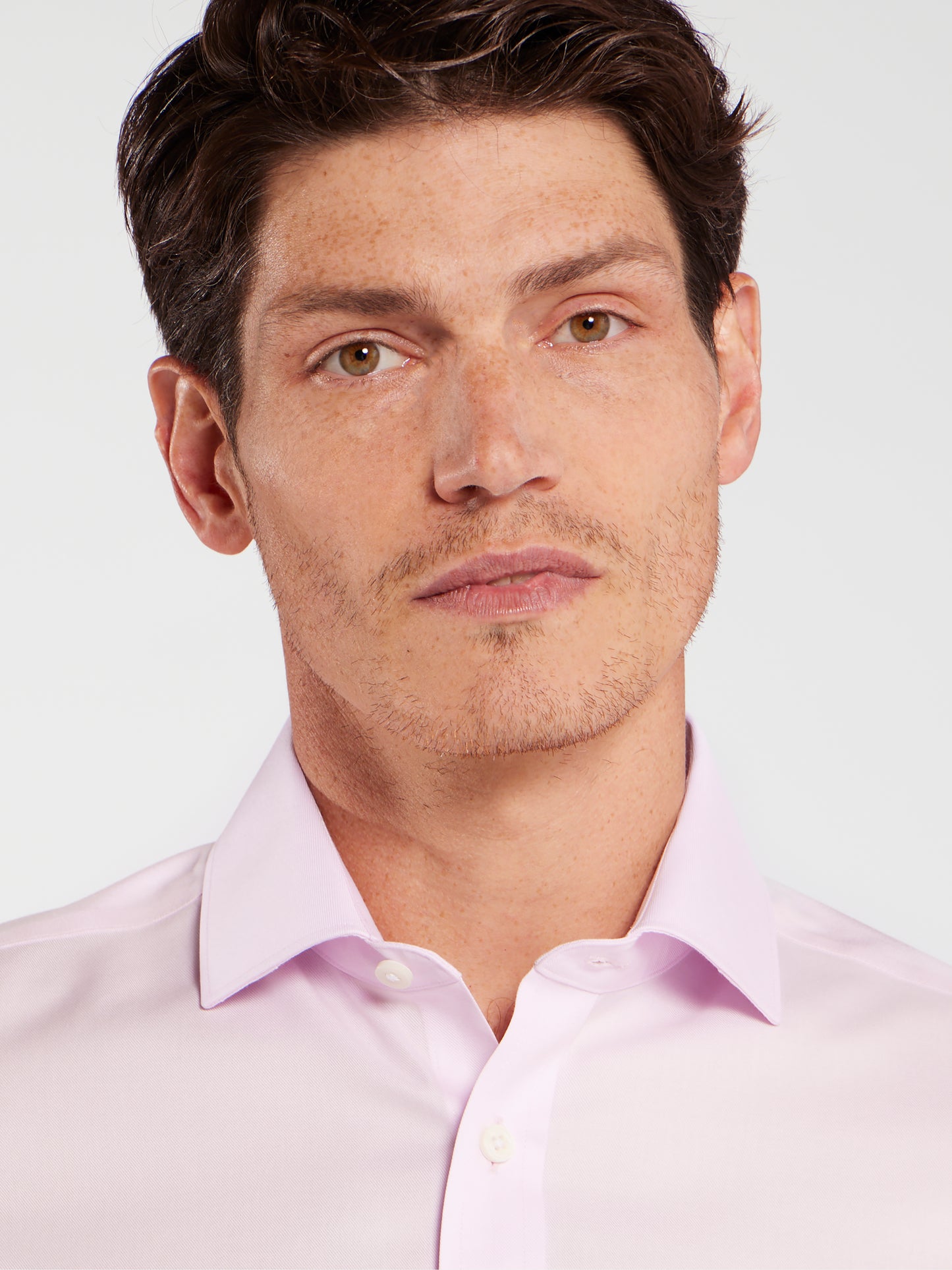 Non-Iron Plain Light Pink Twill Regular Fit Single Cuff Classic Collar