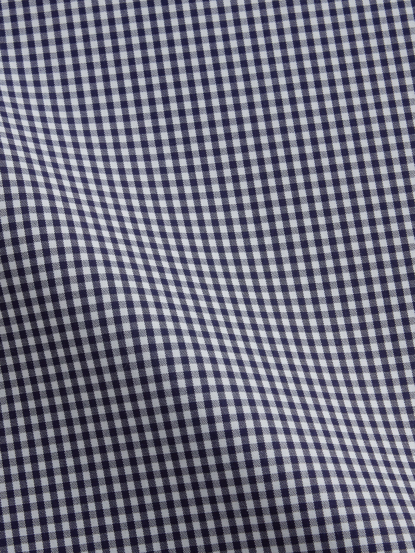 Non-Iron Gingham Navy Poplin Super Fitted Single Cuff Classic Collar Shirt