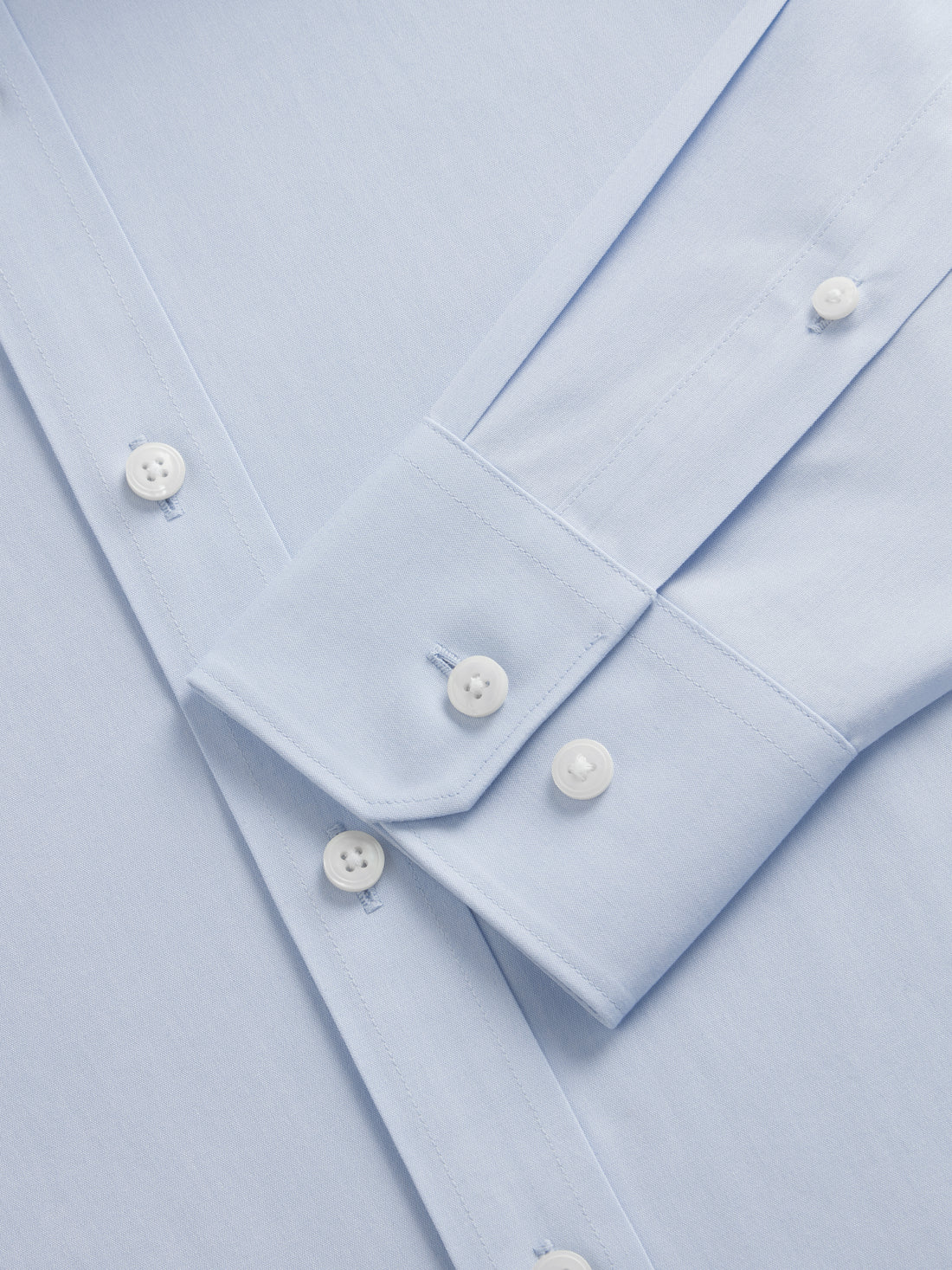 Non Iron Plain Light Blue Poplin Super Fitted Single Cuff Classic Coll
