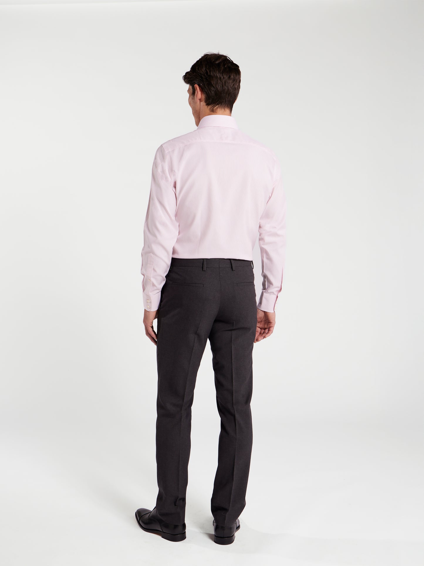 Non-Iron Bengal Stripe Light Pink Poplin Slim Fit Single Cuff Classic Collar Shirt