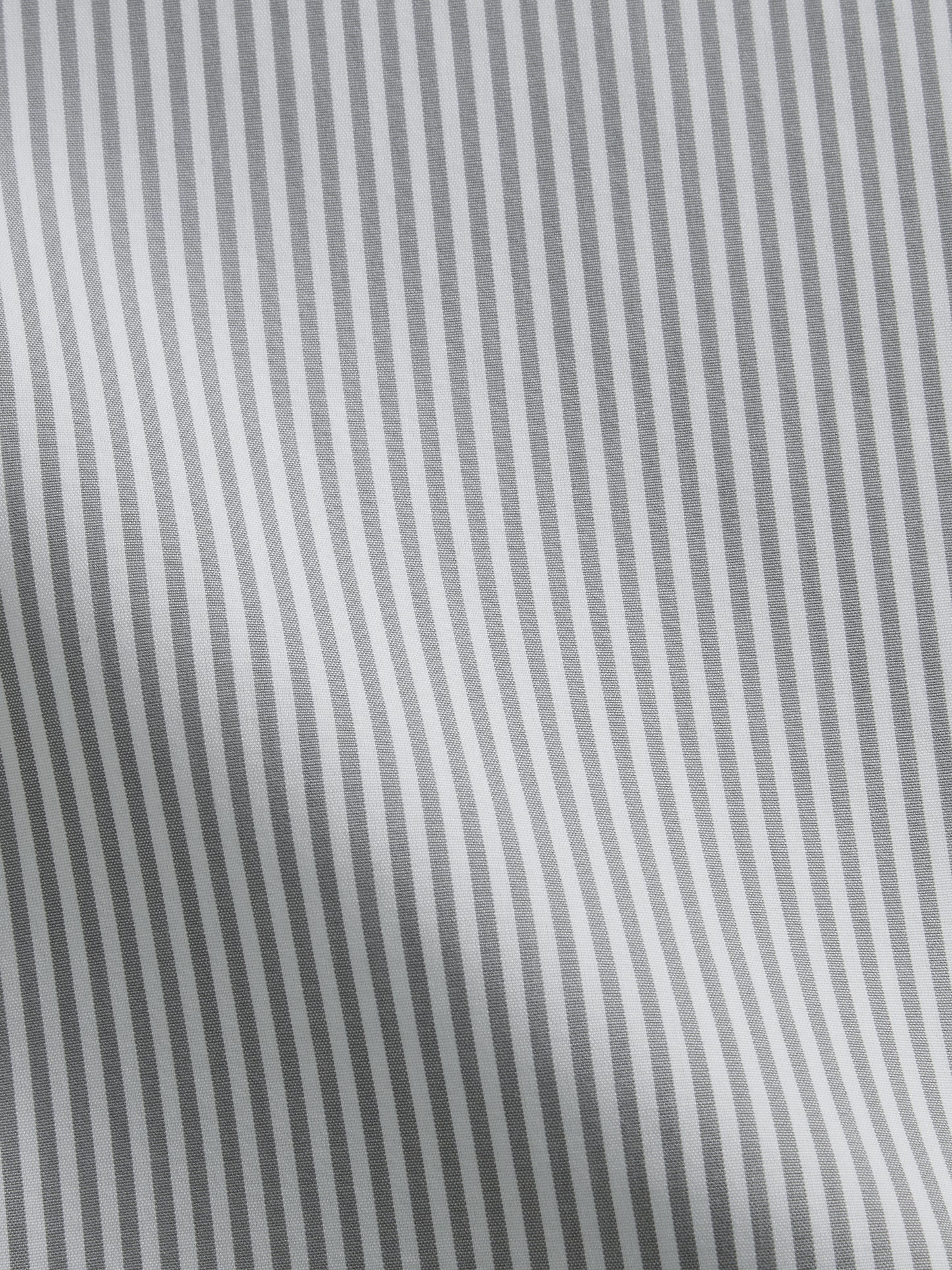 Non-Iron Bengal Stripe Grey Poplin Fitted Single Cuff Classic Collar Shirt