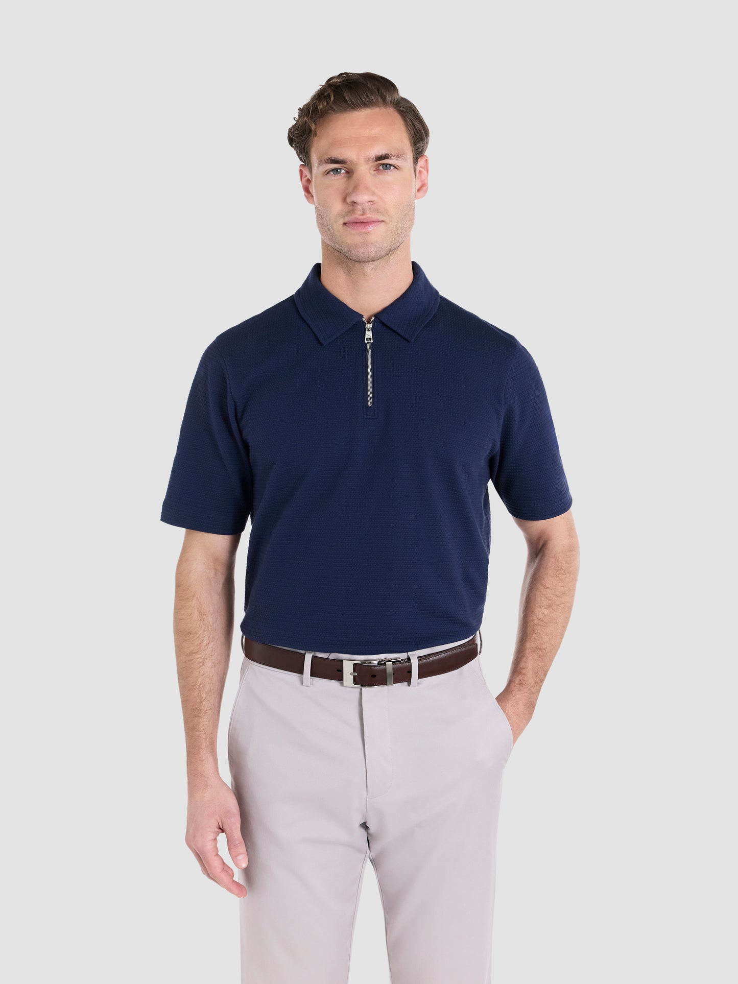 The Textured Zip-Neck Polo