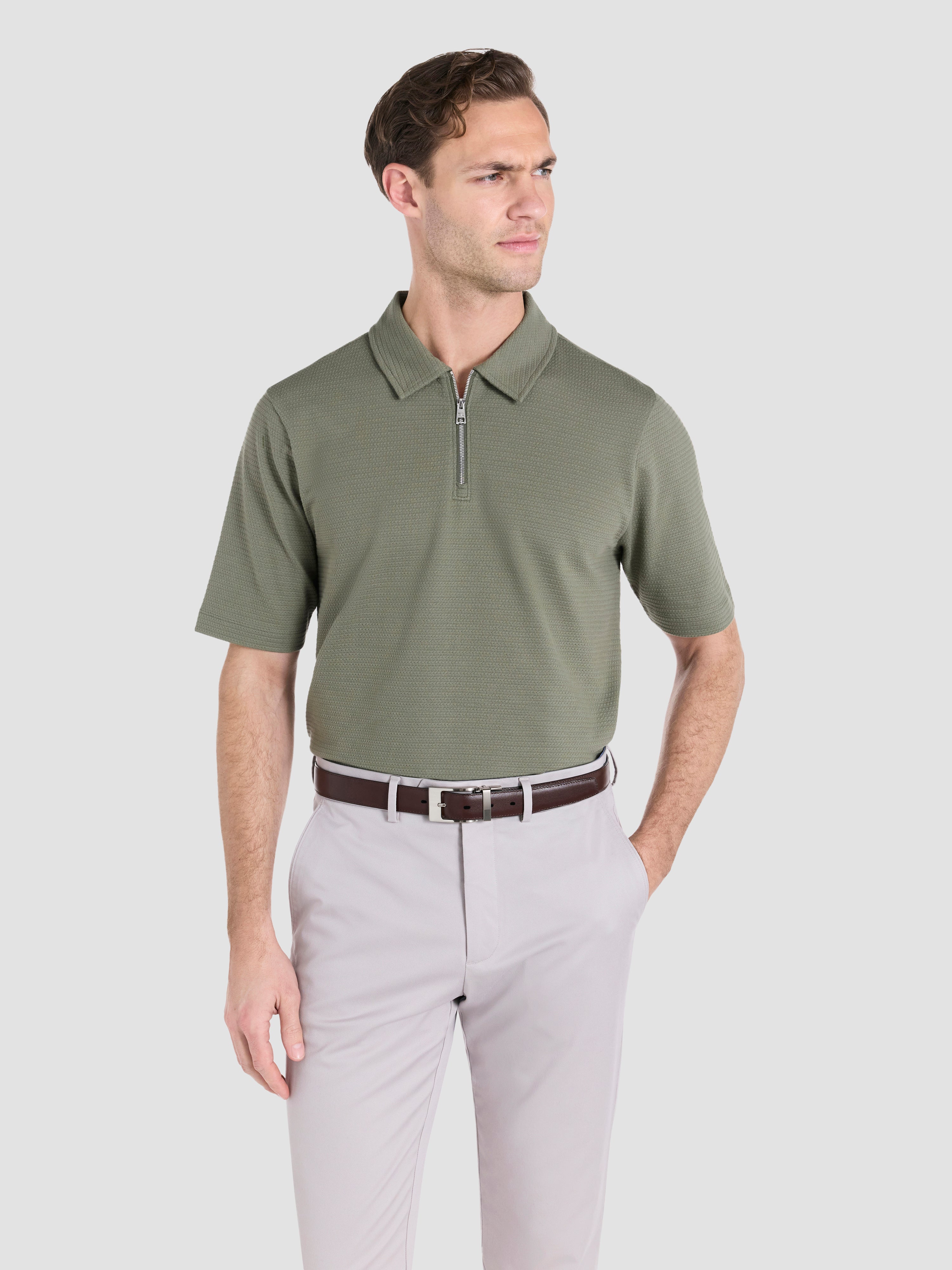 The Textured Zip-Neck Polo – T.M.Lewin