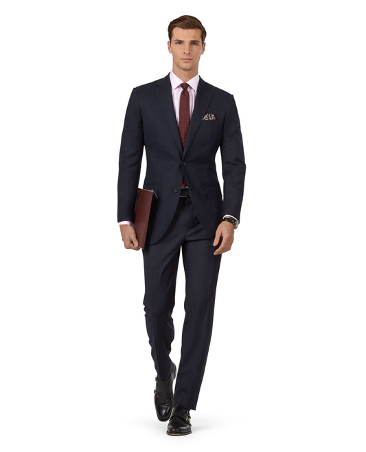 The Beech Slim Fit Navy Blue Textured Weave Jacket