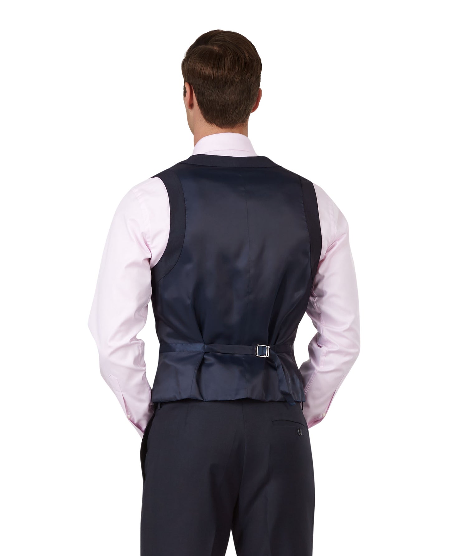 The Beech Slim Fit Navy Blue Textured Weave Waistcoat
