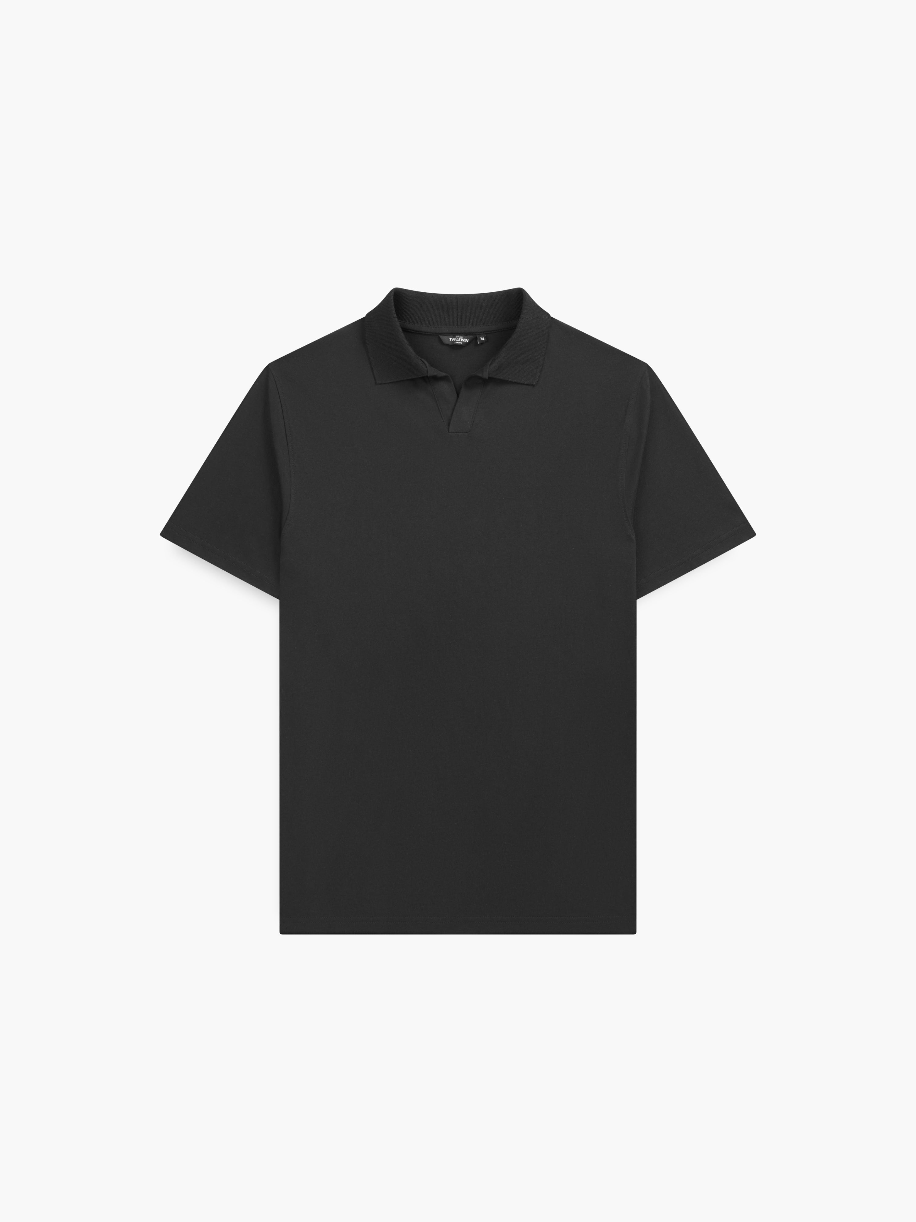 Black Organic Cotton Revere Collar Polo S