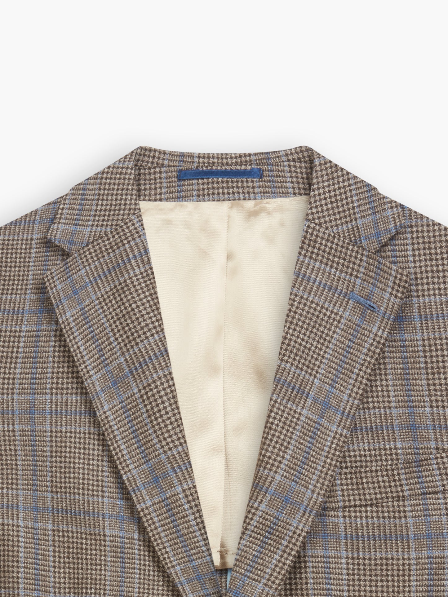 Maiden Slim Fit Blue And Brown Glencheck Jacket