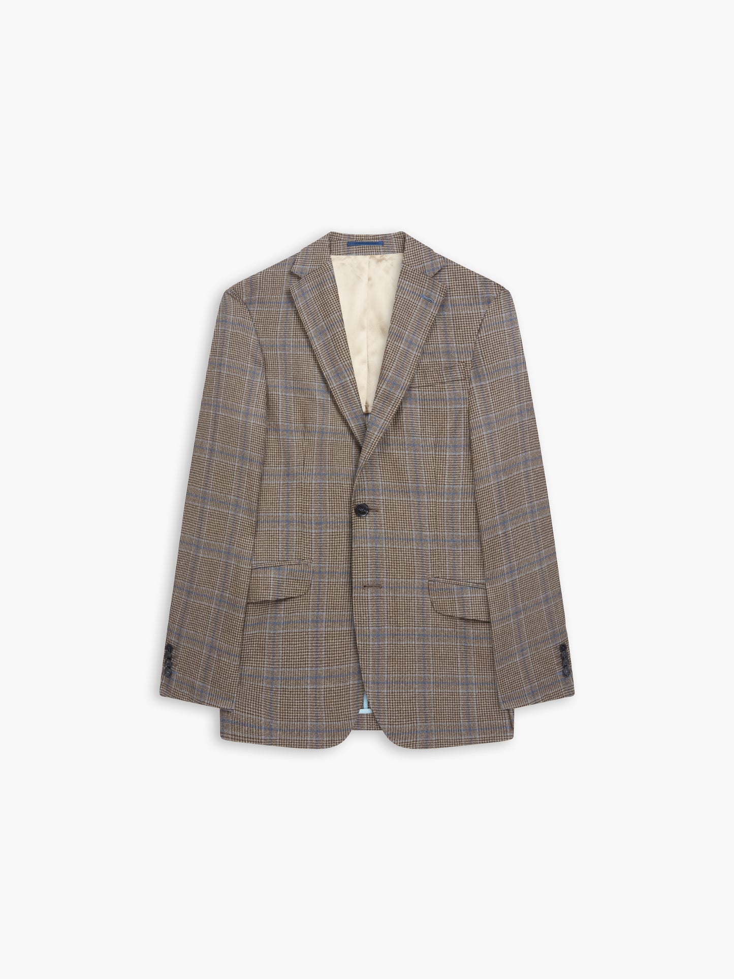 Maiden Slim Fit Blue And Brown Glencheck Jacket