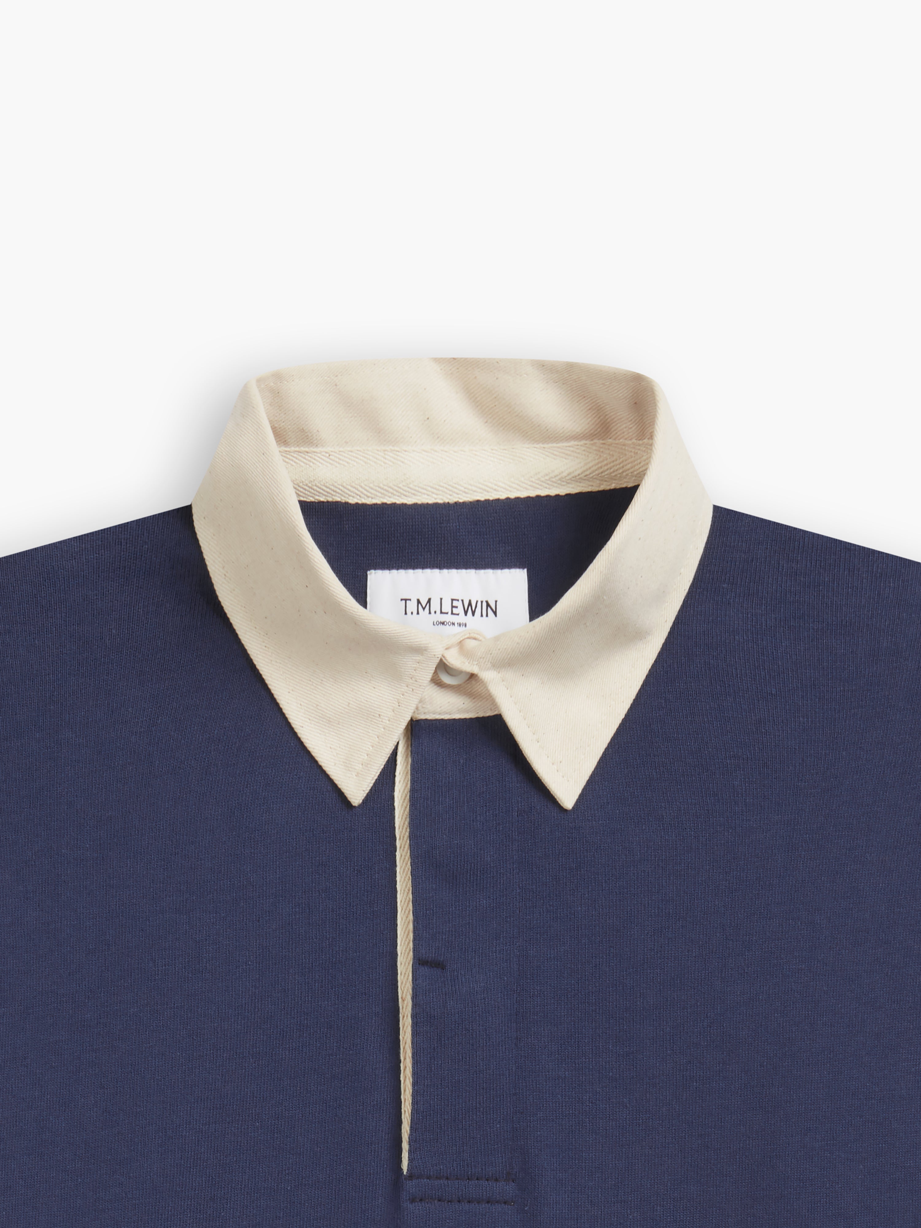 Blue rugby shirt outlet white collar