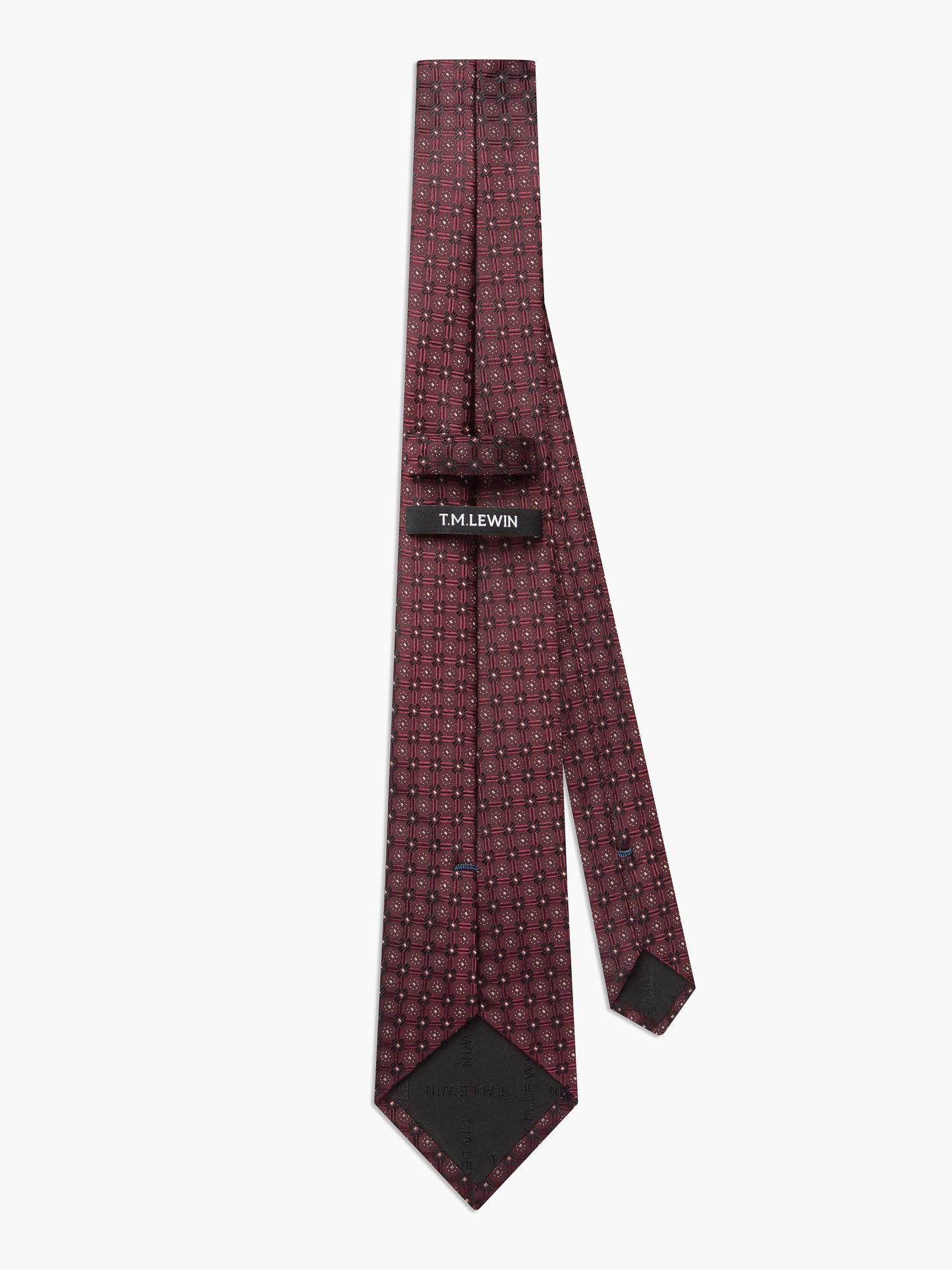 Burgundy Floral-Geo Silk Tie