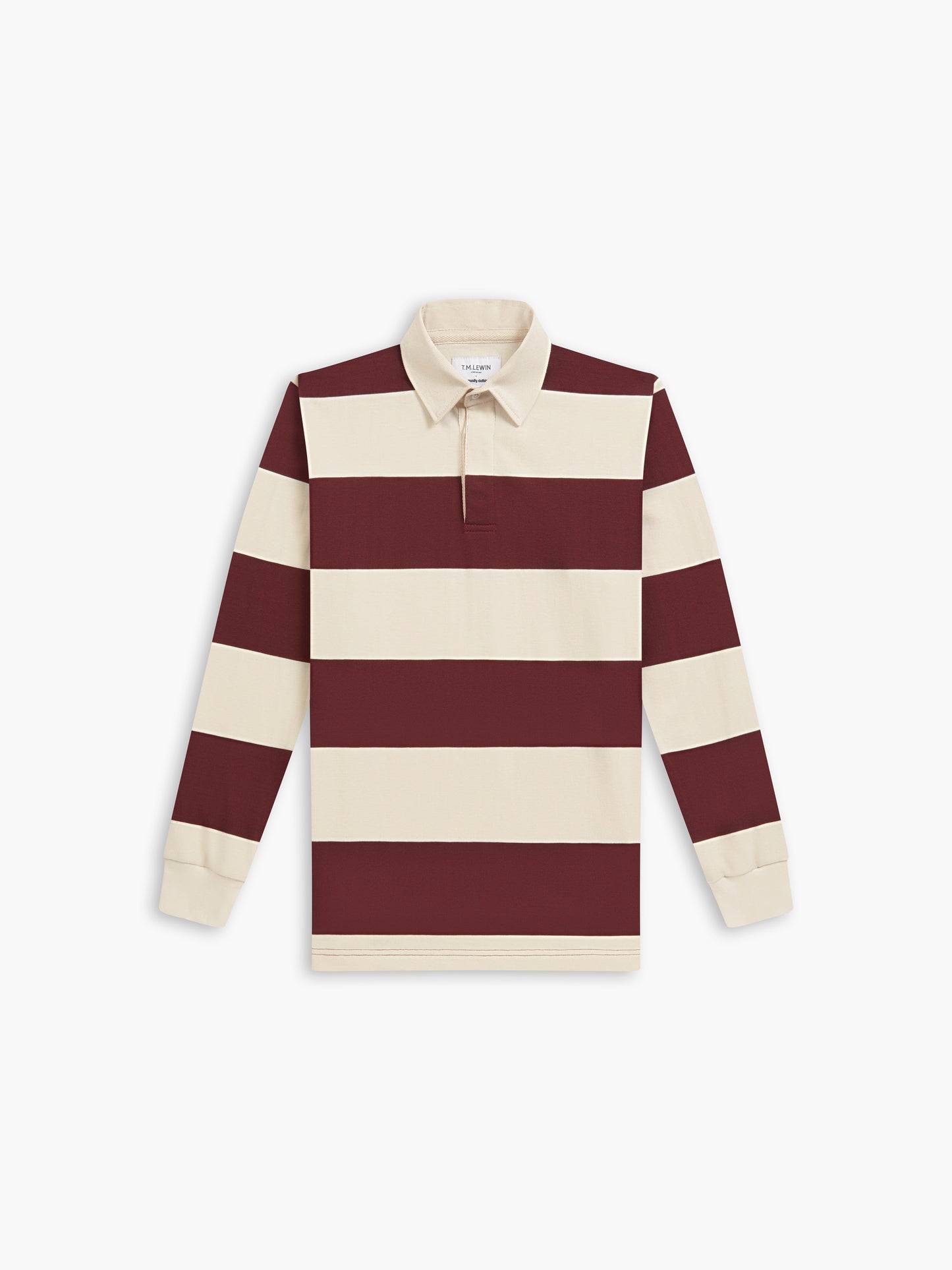 Cotton Rugby Shirt in Burgundy Stripe