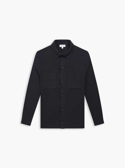 Cotton Milano Knit Button Through Cardigan - Navy