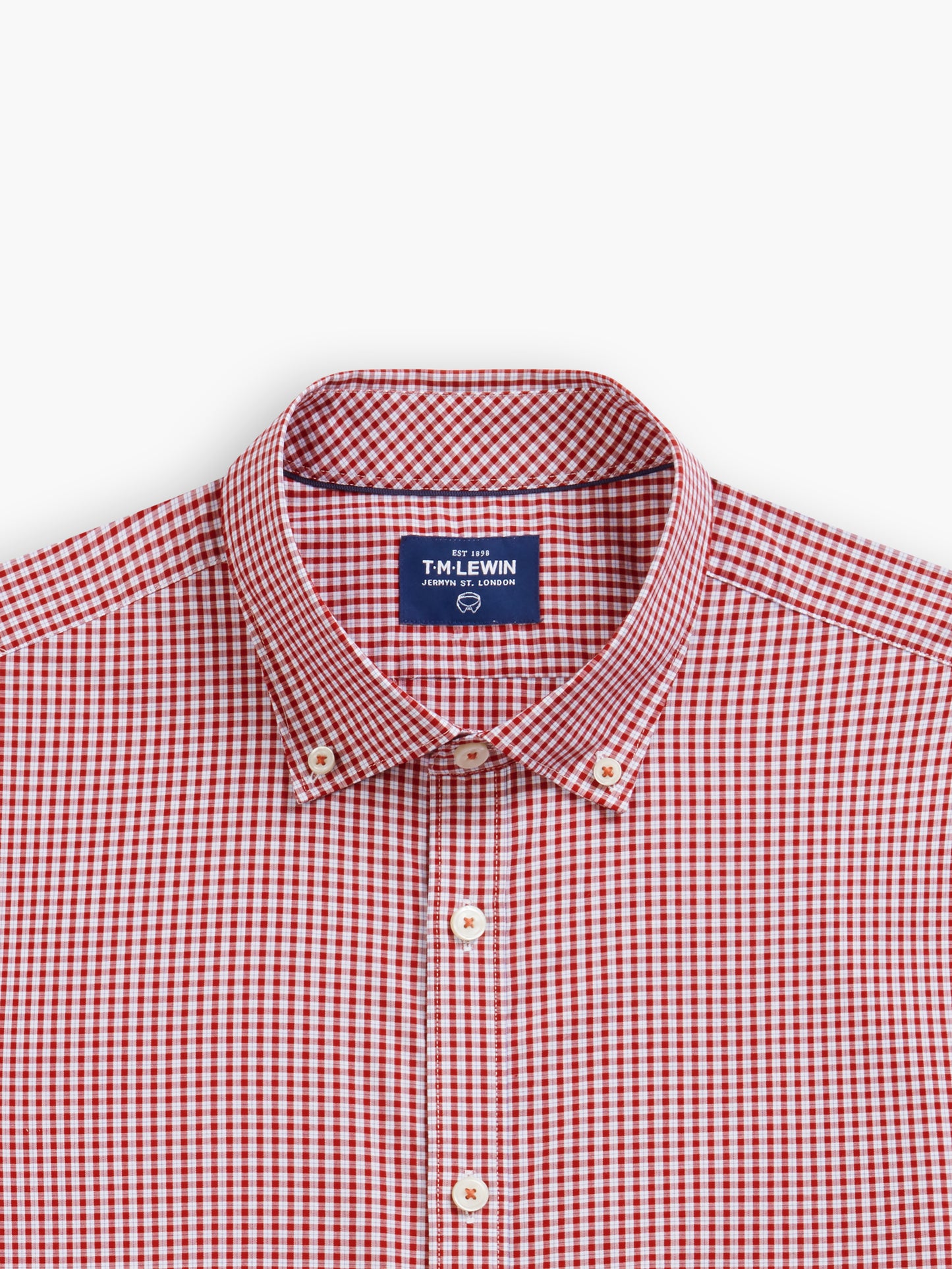 Short Sleeve Micro Check Crimson Shirt
