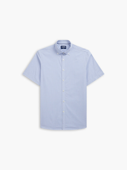 Short Sleeve Blue Micro Check Shirt