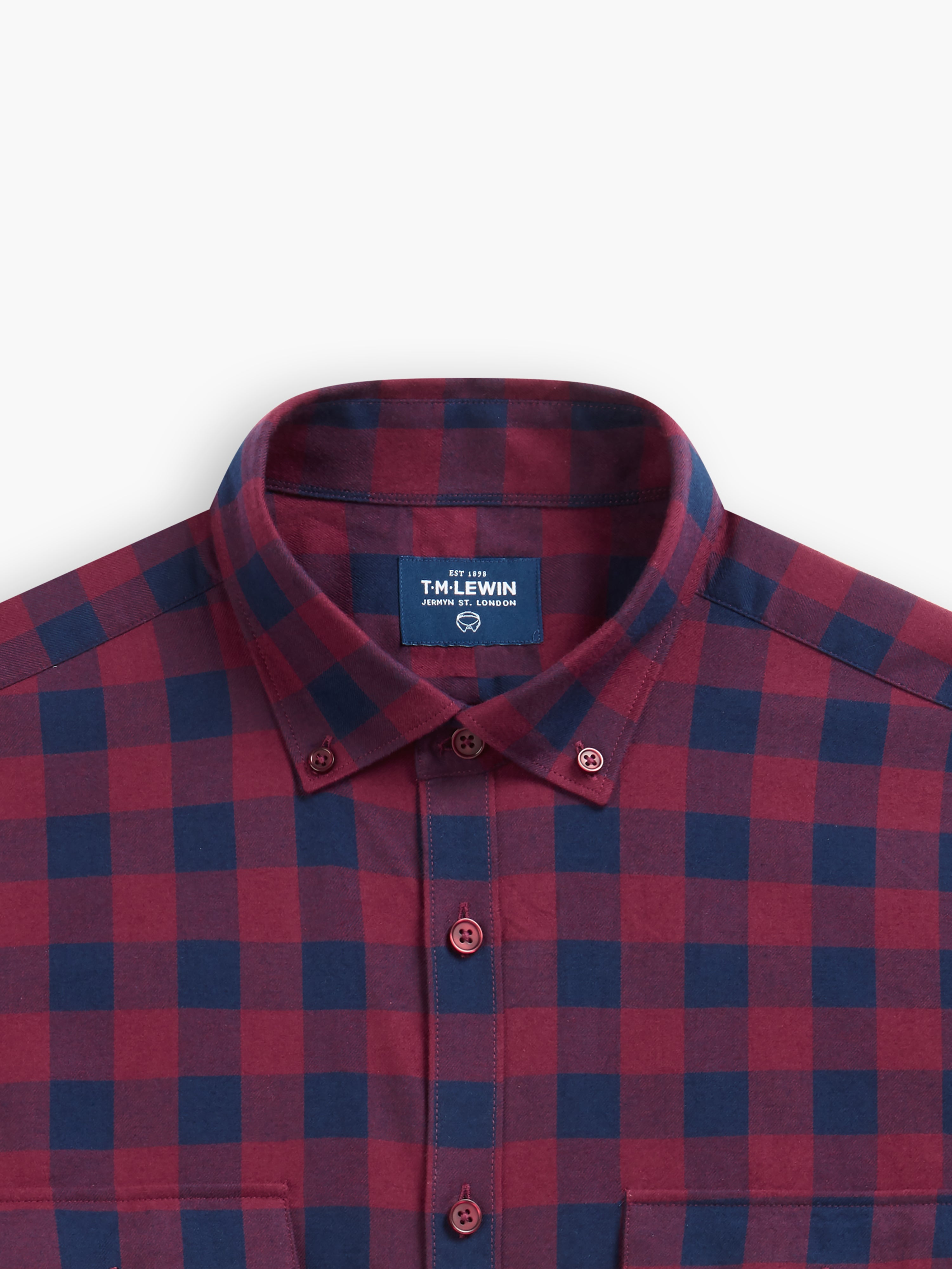 Navy and Burgundy Buffalo Check Flannel Shirt – tmlewinuk