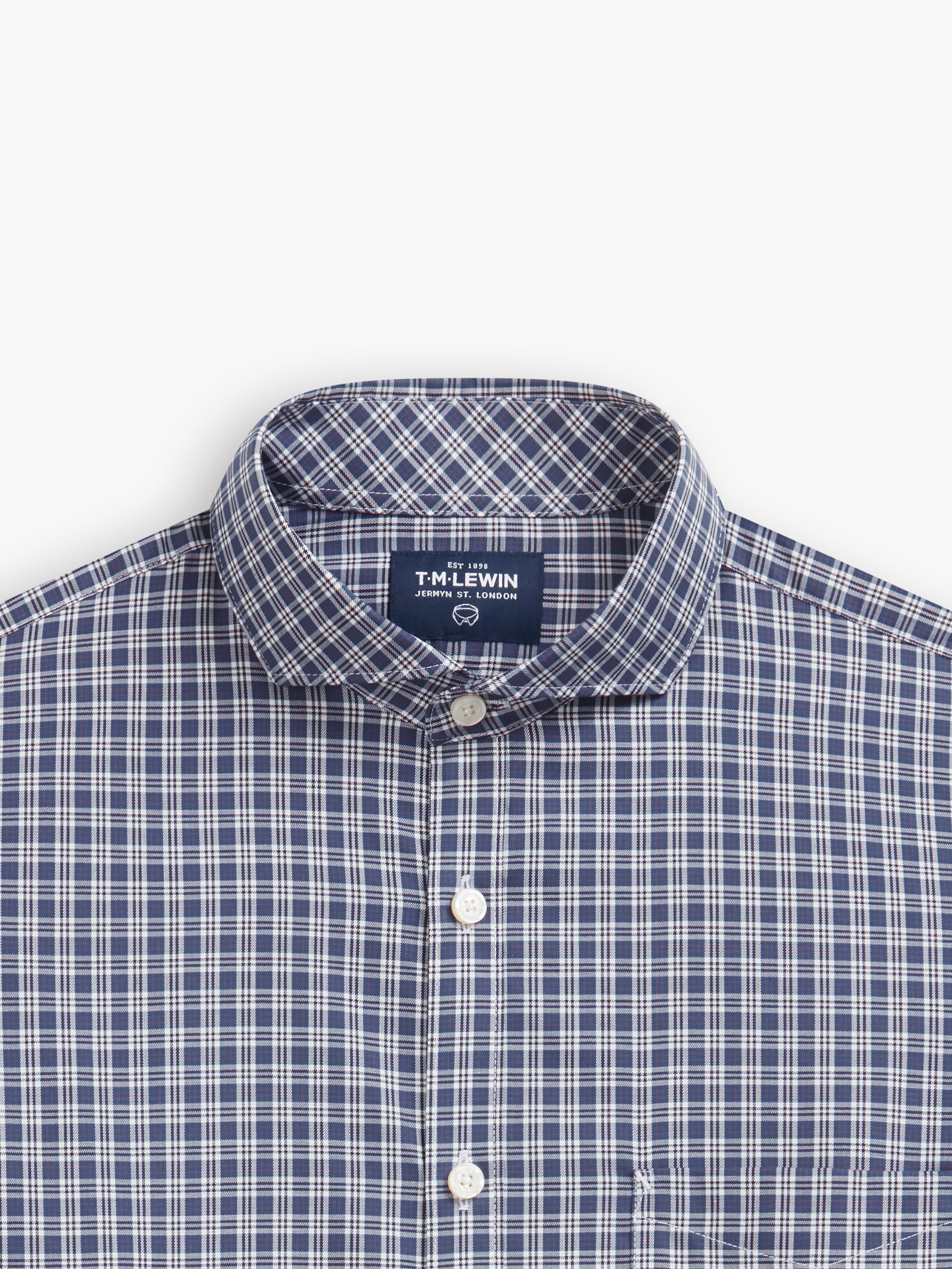 Prince of Wales Check Slim Fit Blue Shirt – tmlewinuk