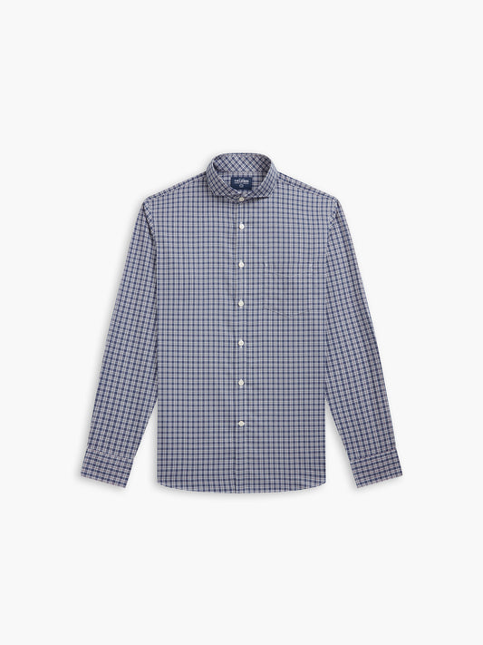 Prince of Wales Check Slim Fit Blue Shirt