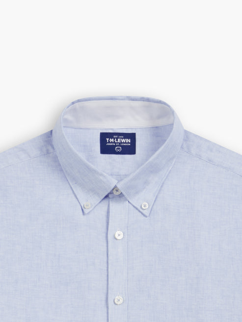 Slim Fit Blue Linen Modal Shirt – tmlewinuk