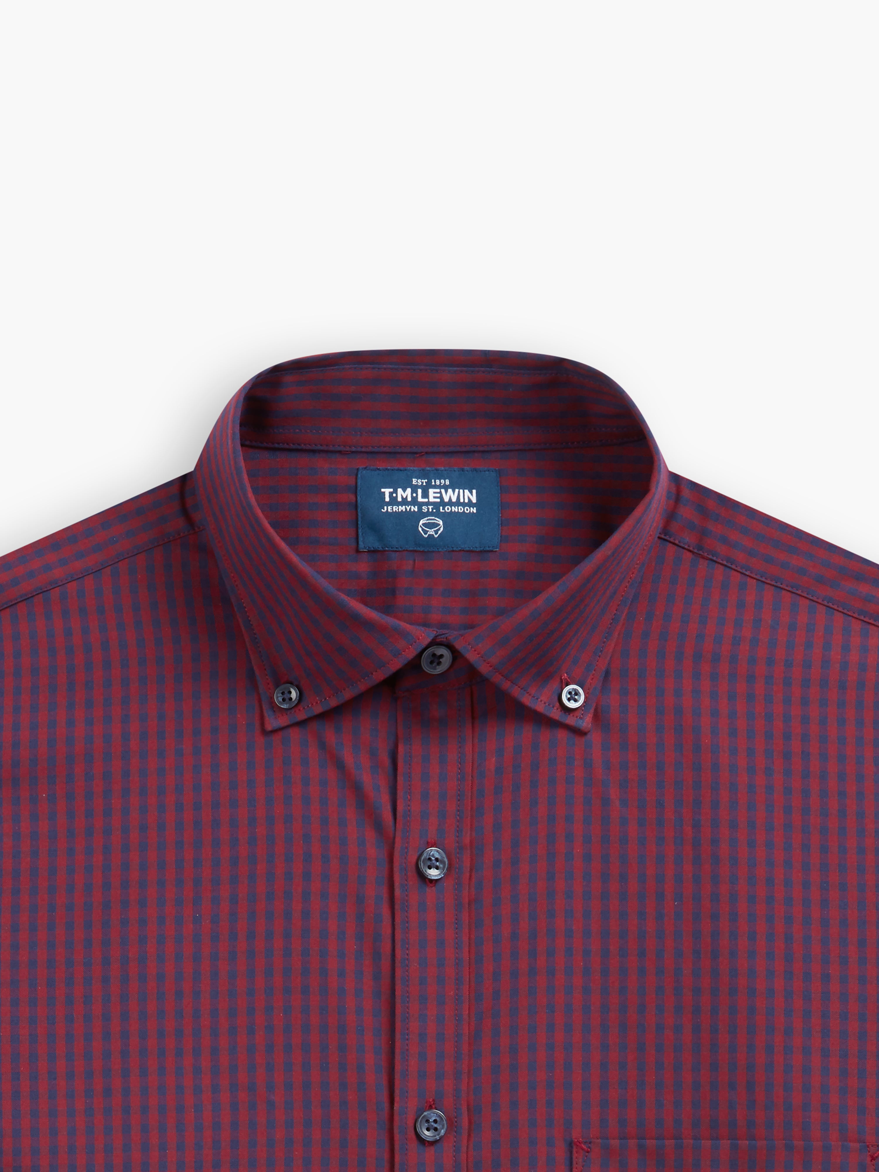 Slim Fit Navy & Red Gingham Oxford Weave Shirt – tmlewinuk