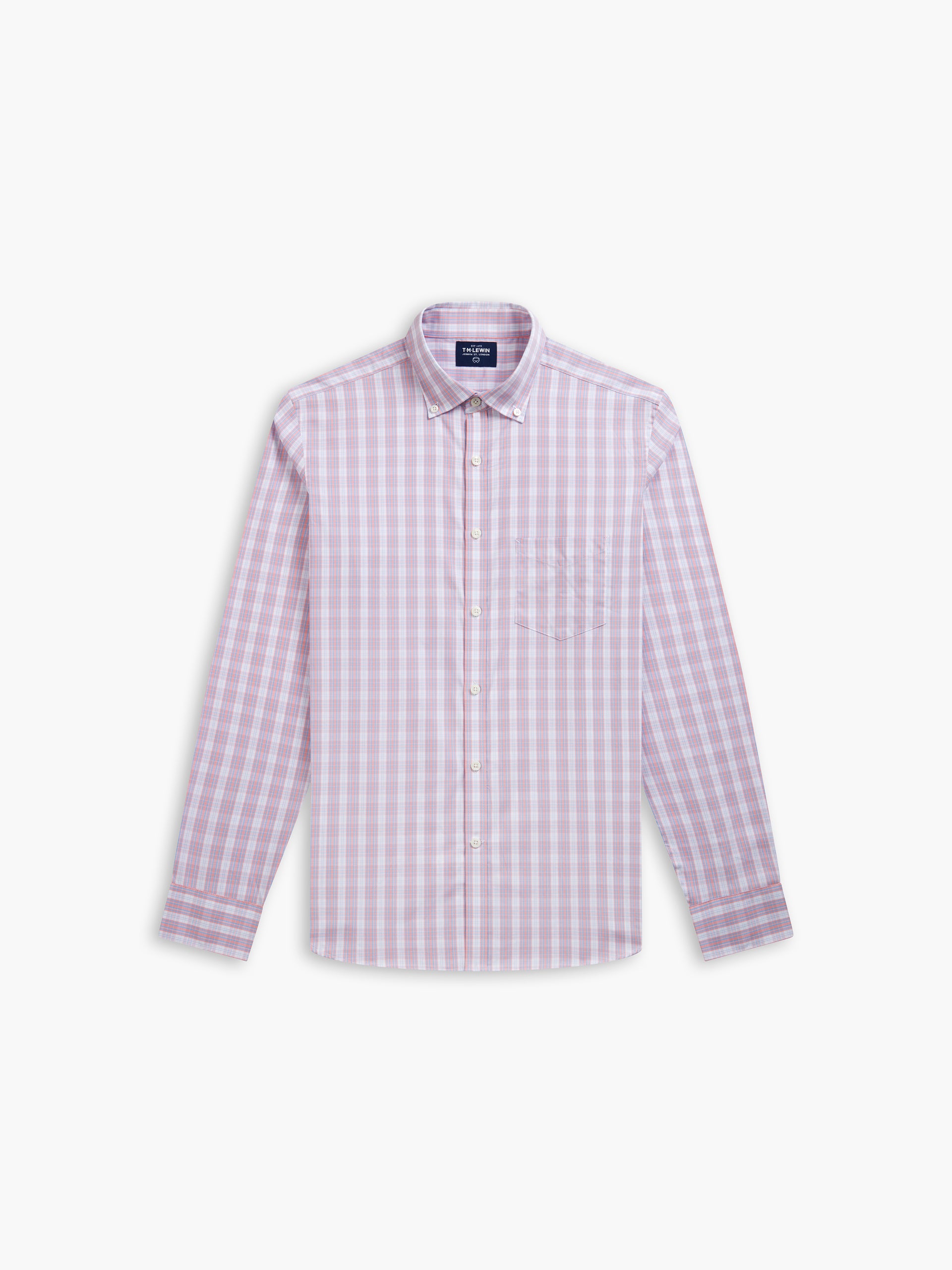 blue pink check shirt