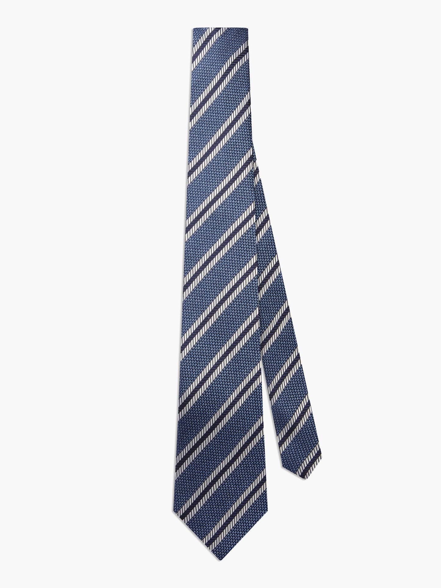 Denim Textured Stripe Silk Tie