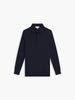 Italian Merino Wool Long Sleeve Polo - Navy