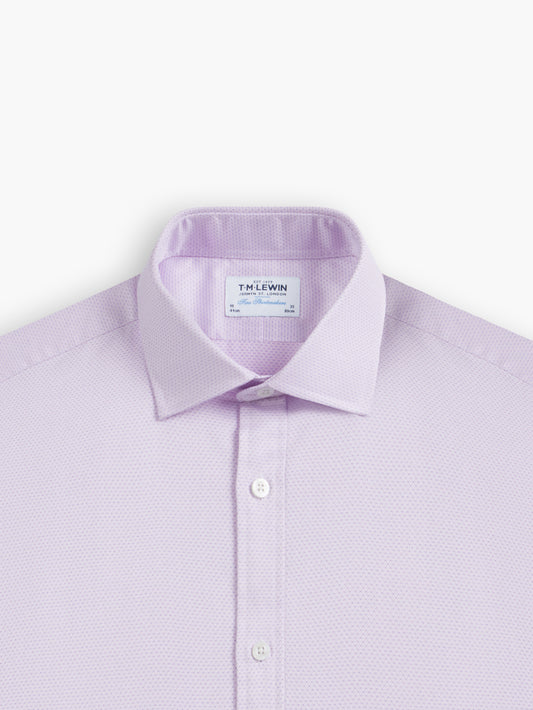 Lilac Diamond Geometric Dobby Fitted Single Cuff Classic Collar Shirt