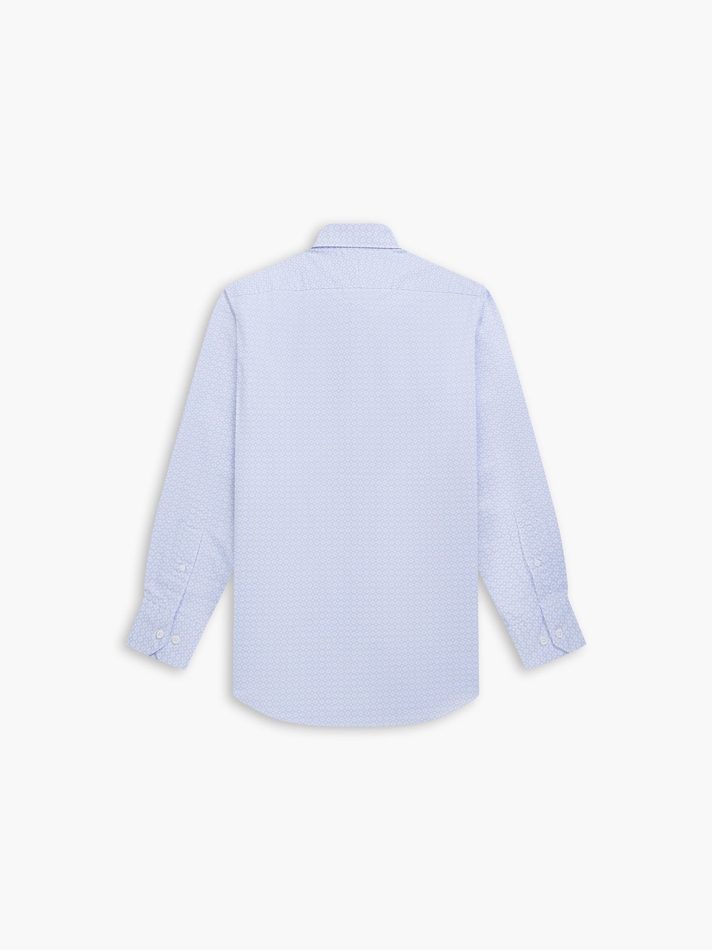 Blue Geometric Print Twill Slim Fit Single Cuff Classic Collar Shirt