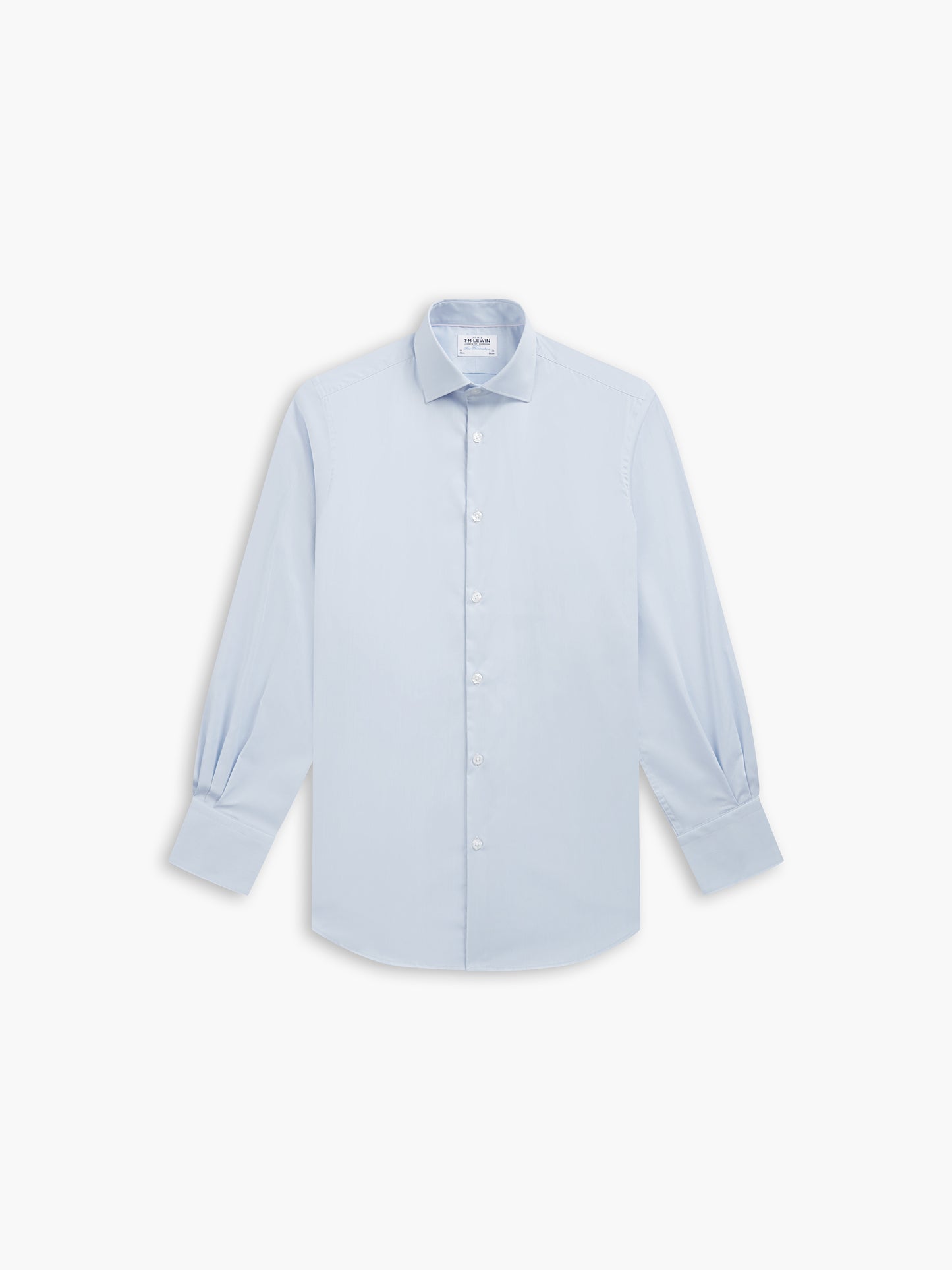 Light Blue Stretch Twill Fitted Single Cuff Classic Collar Shirt