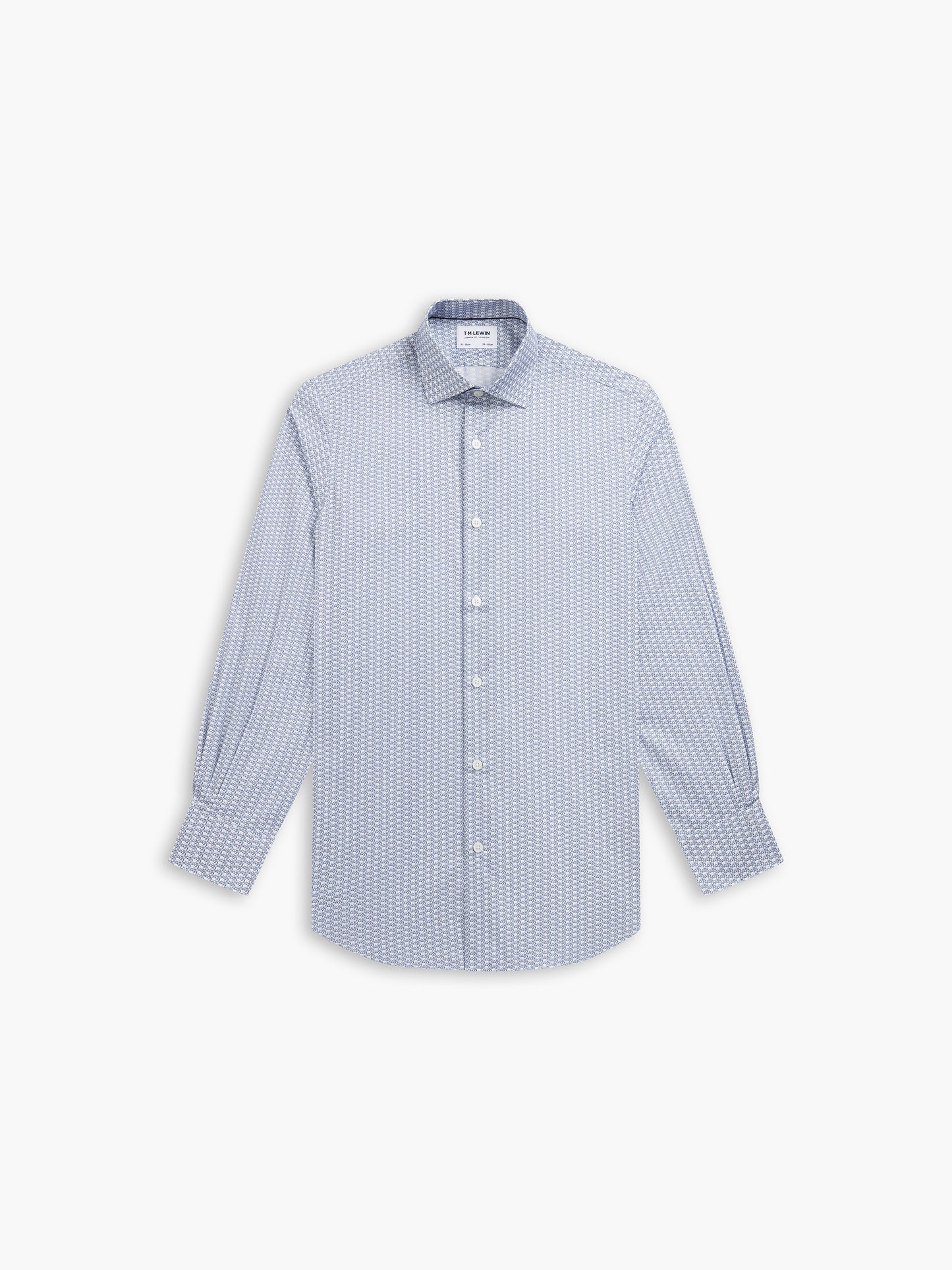 Max Cool Navy Blue Elephant Animal Print Twill Slim Fit Single Cuff Classic Collar Shirt