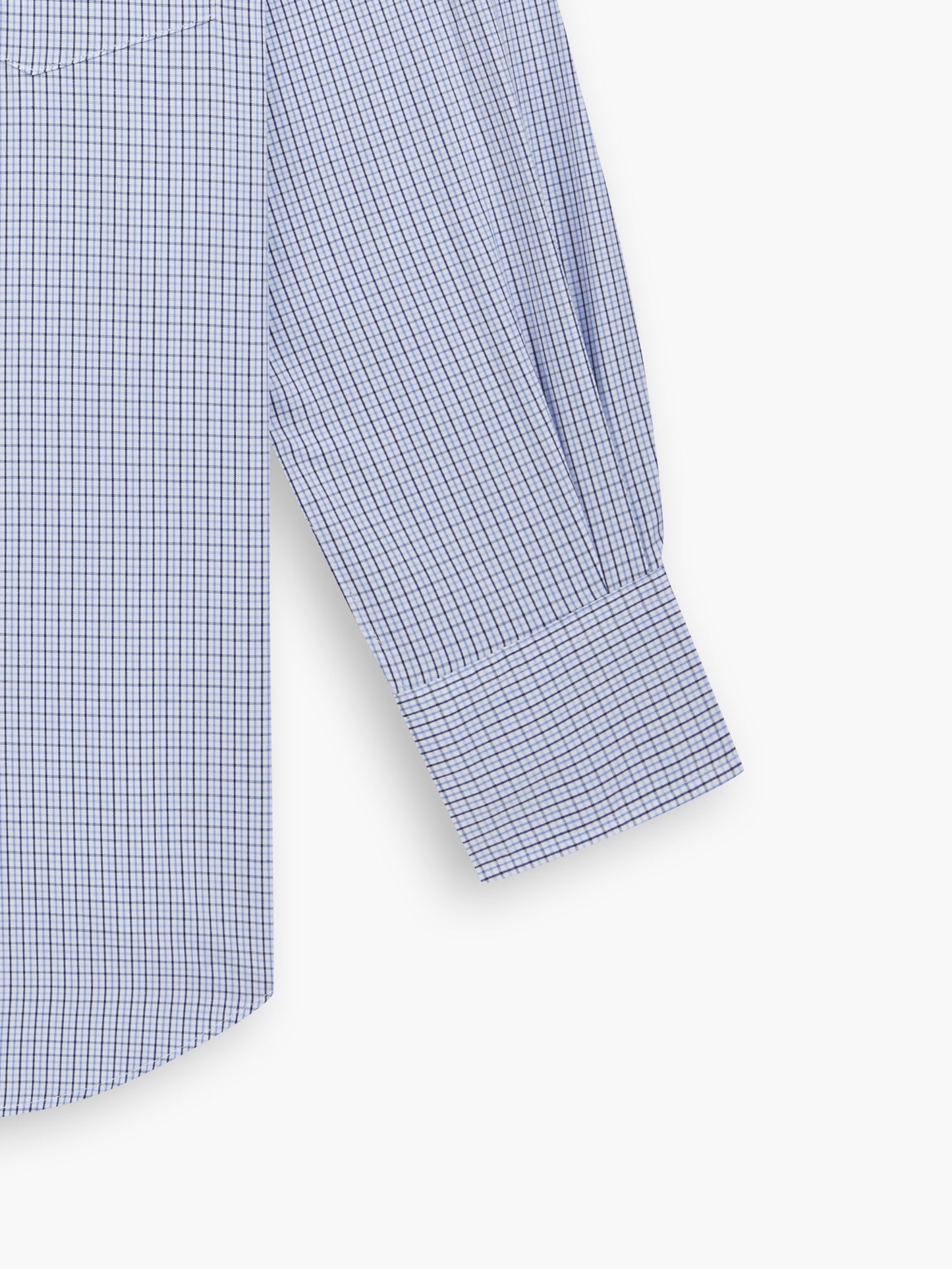Navy & Blue Multi Grid Check Plain Weave Super Fitted Single Cuff Classic Collar Shirt