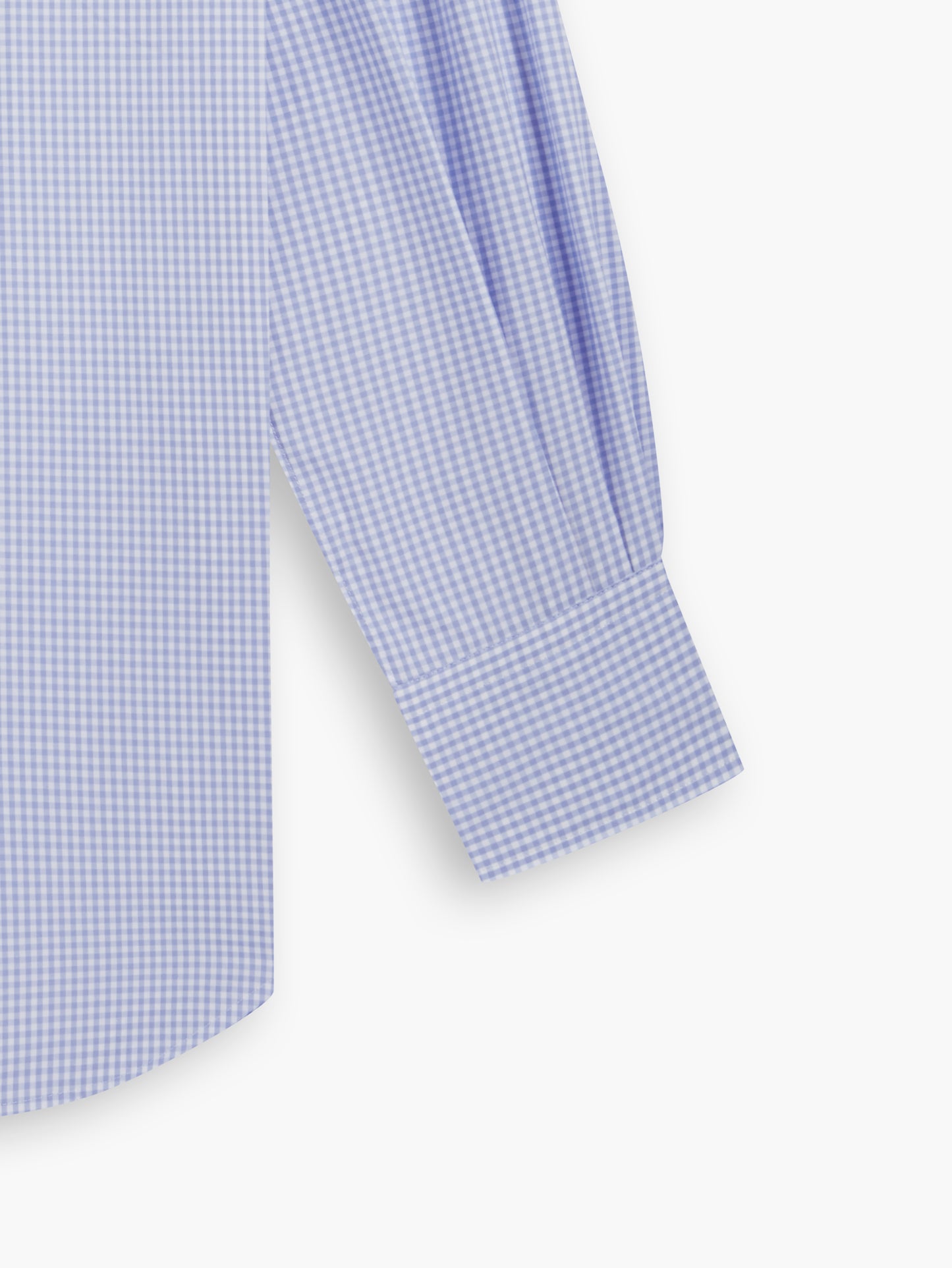 Light Blue Small Gingham Poplin Fitted Single Cuff Classic Collar Shirt