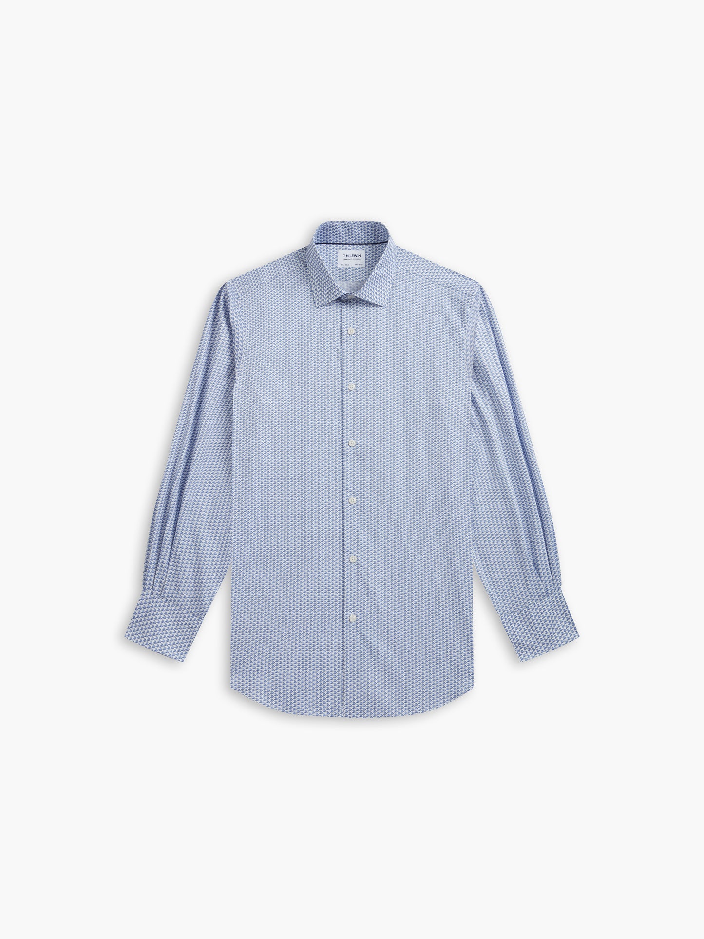 Max Cool Blue Hummingbird Animal Print Twill Slim Fit Single Cuff Classic Collar Shirt