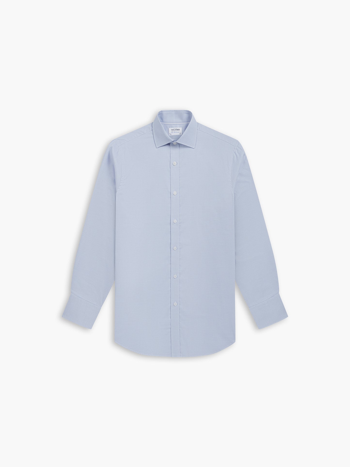 Blue Horizontal Mini Stripe Oxford Fitted Single Cuff Classic Collar Shirt