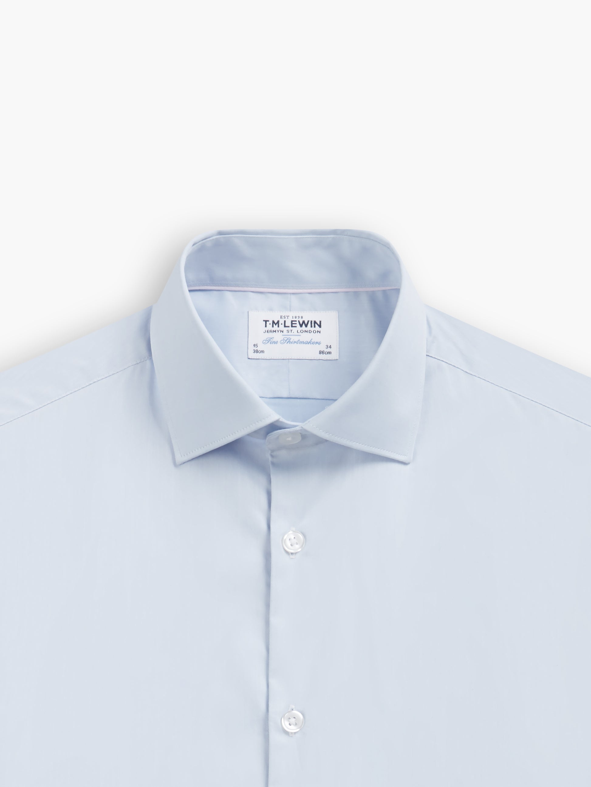 Light Blue Stretch Twill Fitted Single Cuff Classic Collar Shirt ...